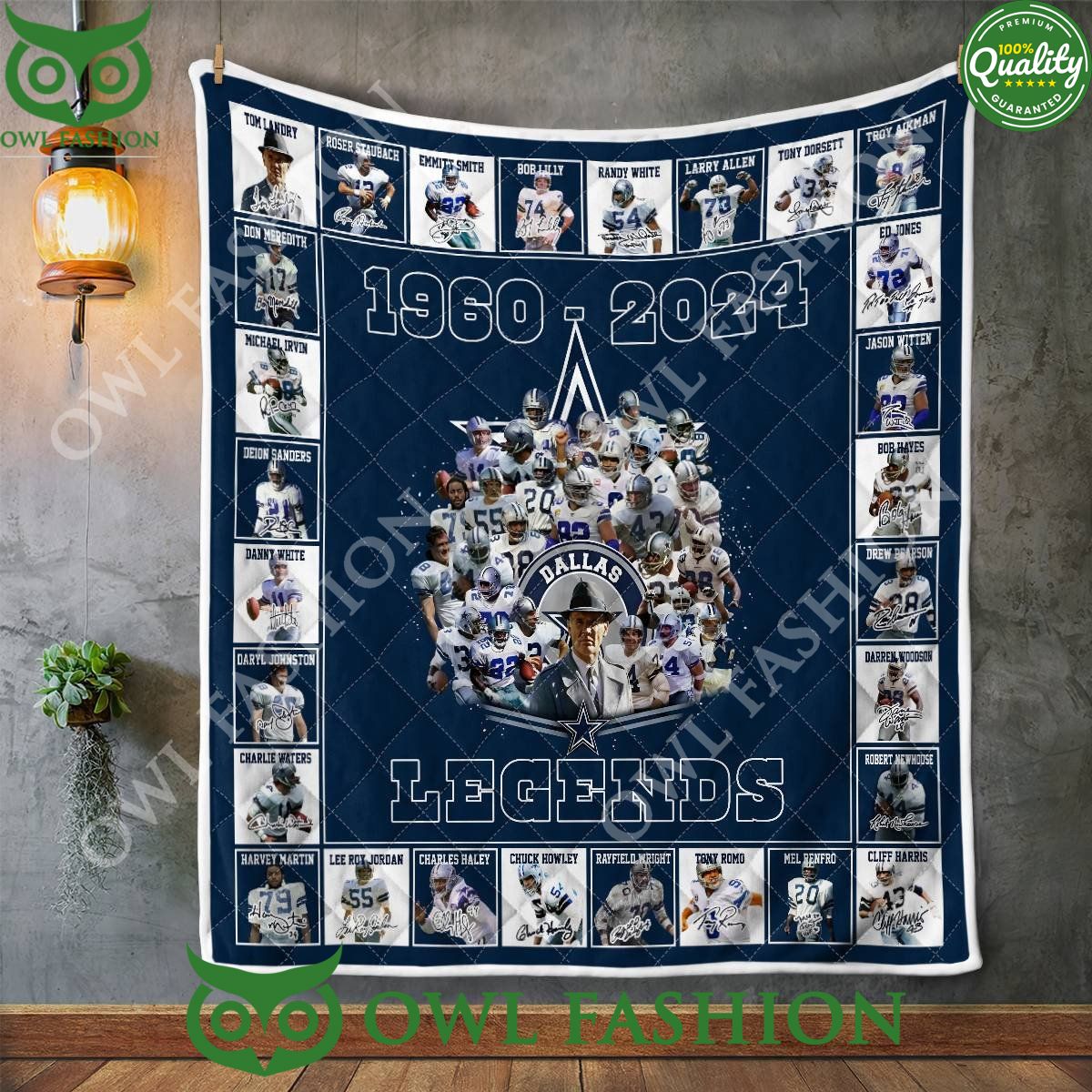 Dallas Cowboys NFL Anniversary 1960 2024 Legend Quilt Blanket