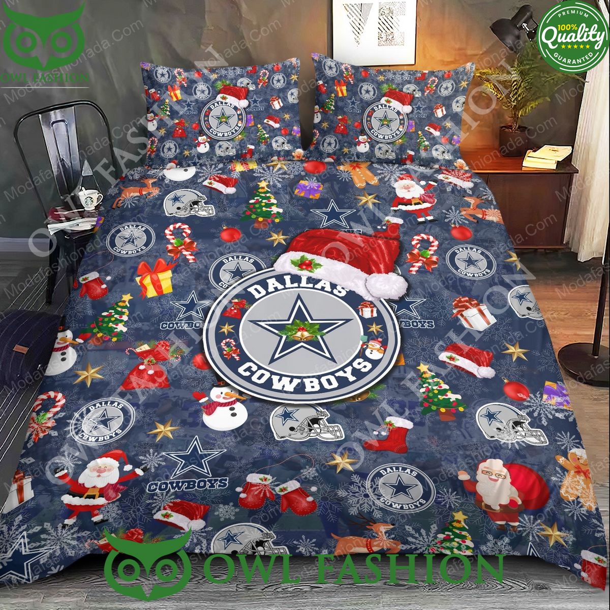 Dallas Cowboys Pattern Logo Christmas Bedding Sets