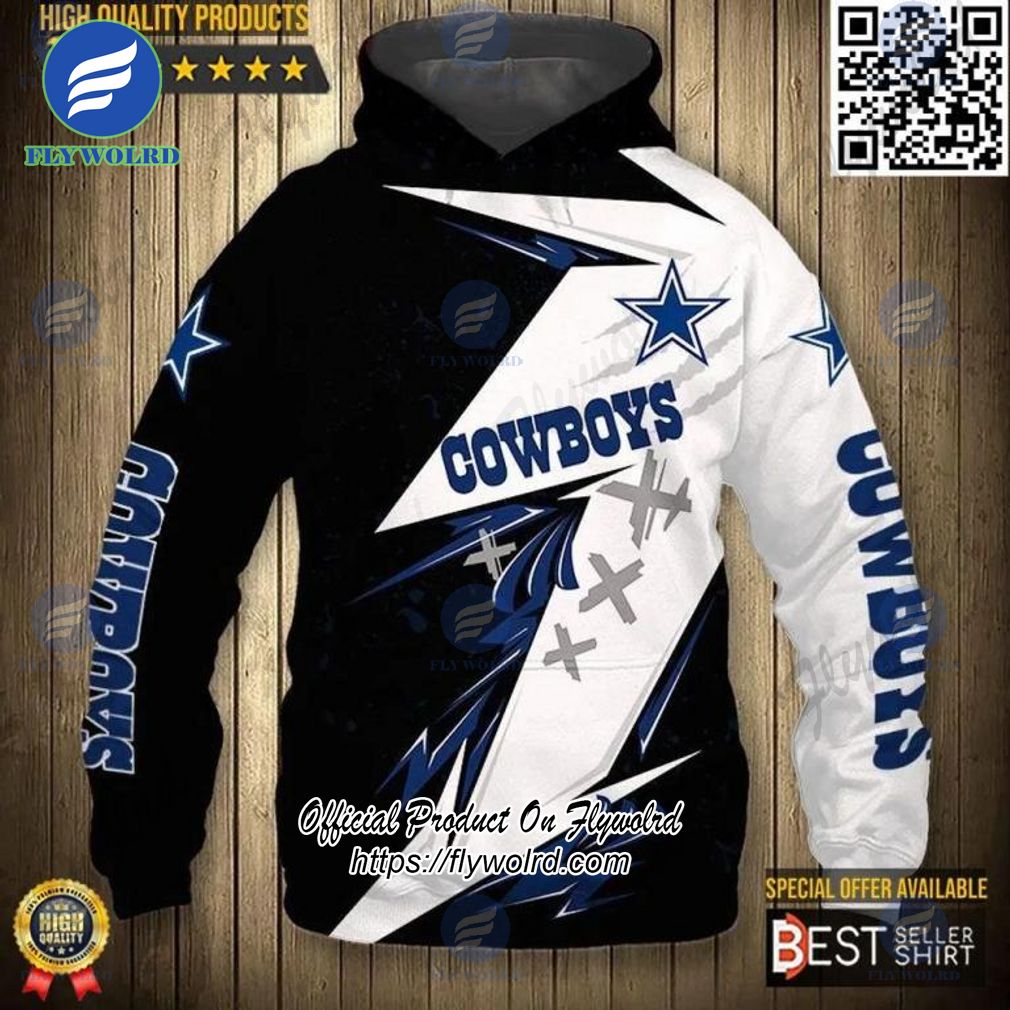 Dallas Cowboys Team Logo Football Thunder NFL 3D All Over Print Hoodie