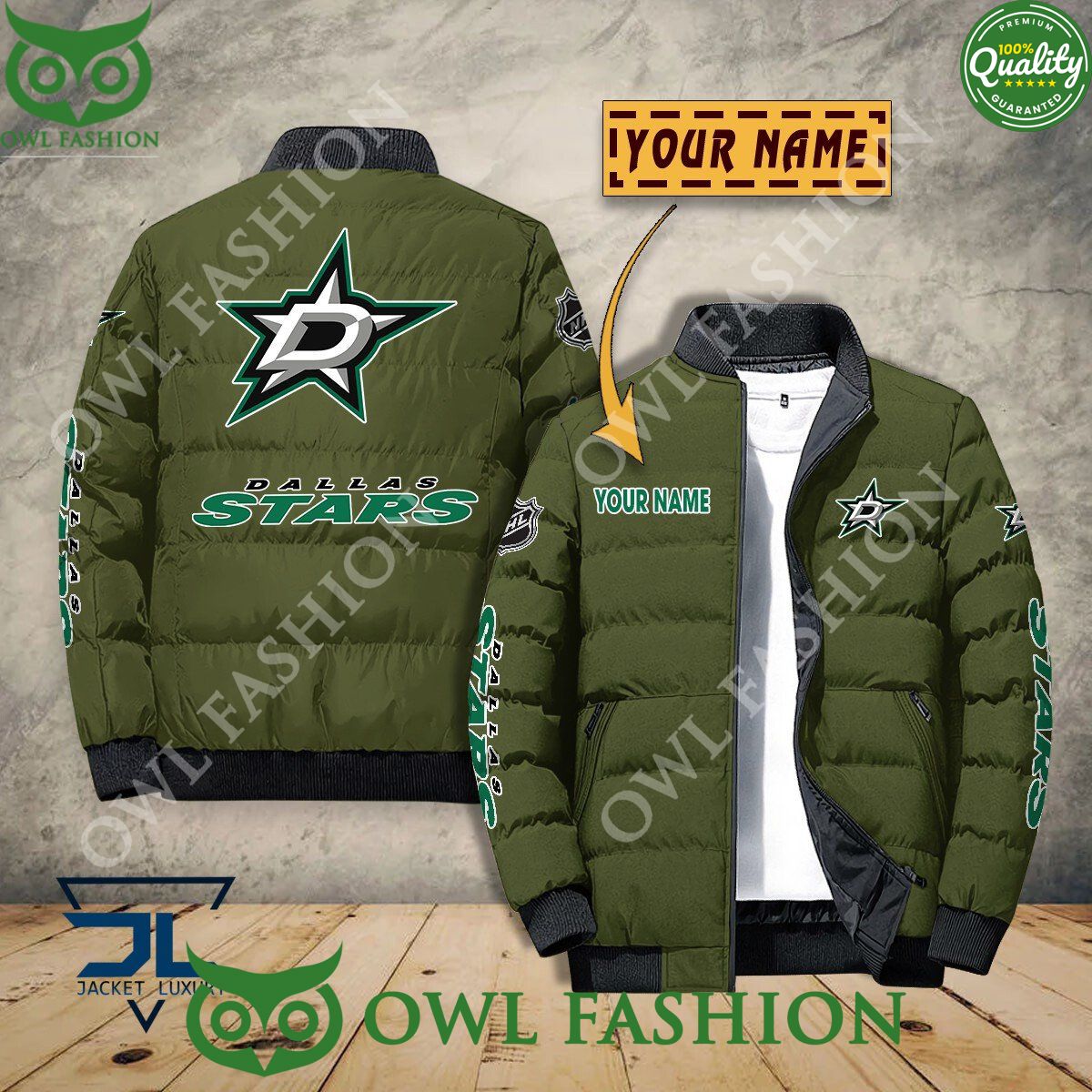 Dallas Stars Custom Name NHL Ice Hockey Puffer Jacket Sport