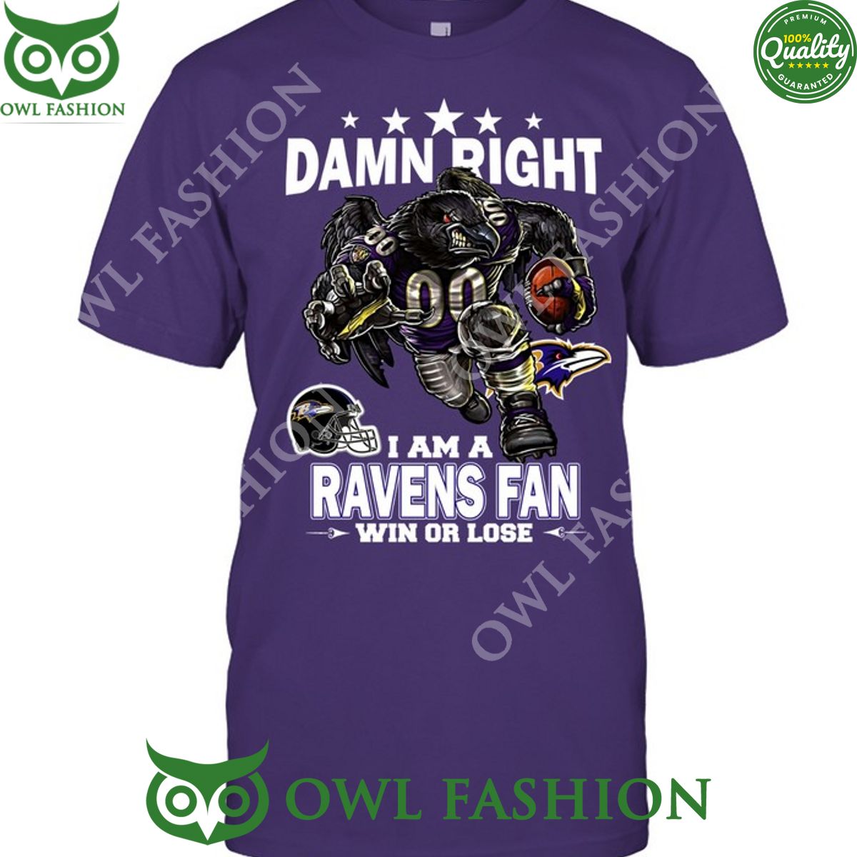 Damn Right Baltimore Ravens NFL Fan Win or lose t shirt