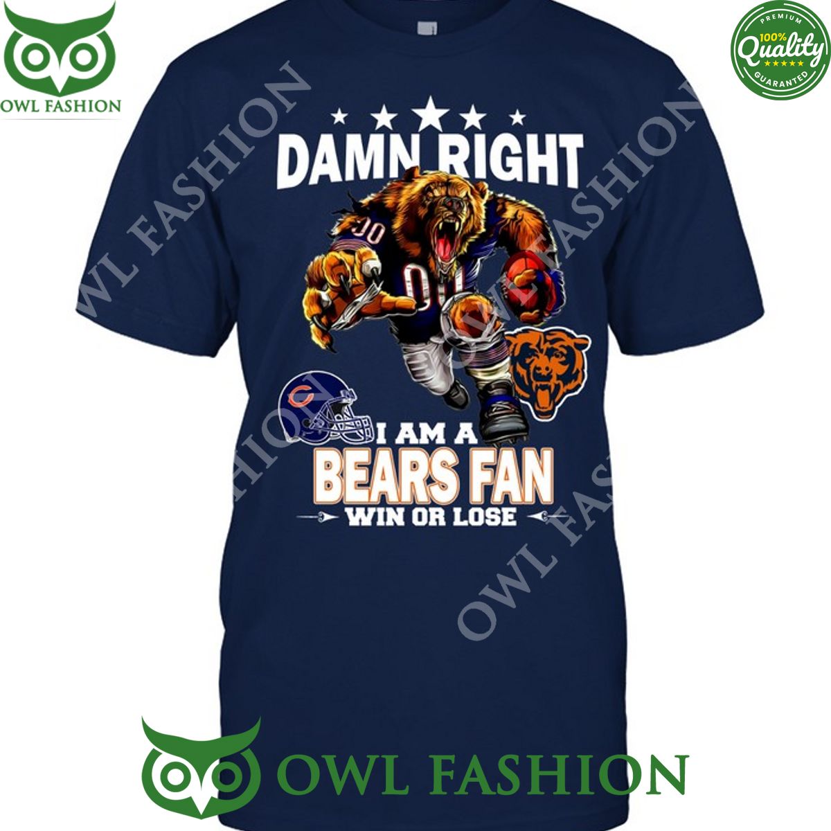 Damn Right Chicago Bears NFL Fan Win or lose t shirt