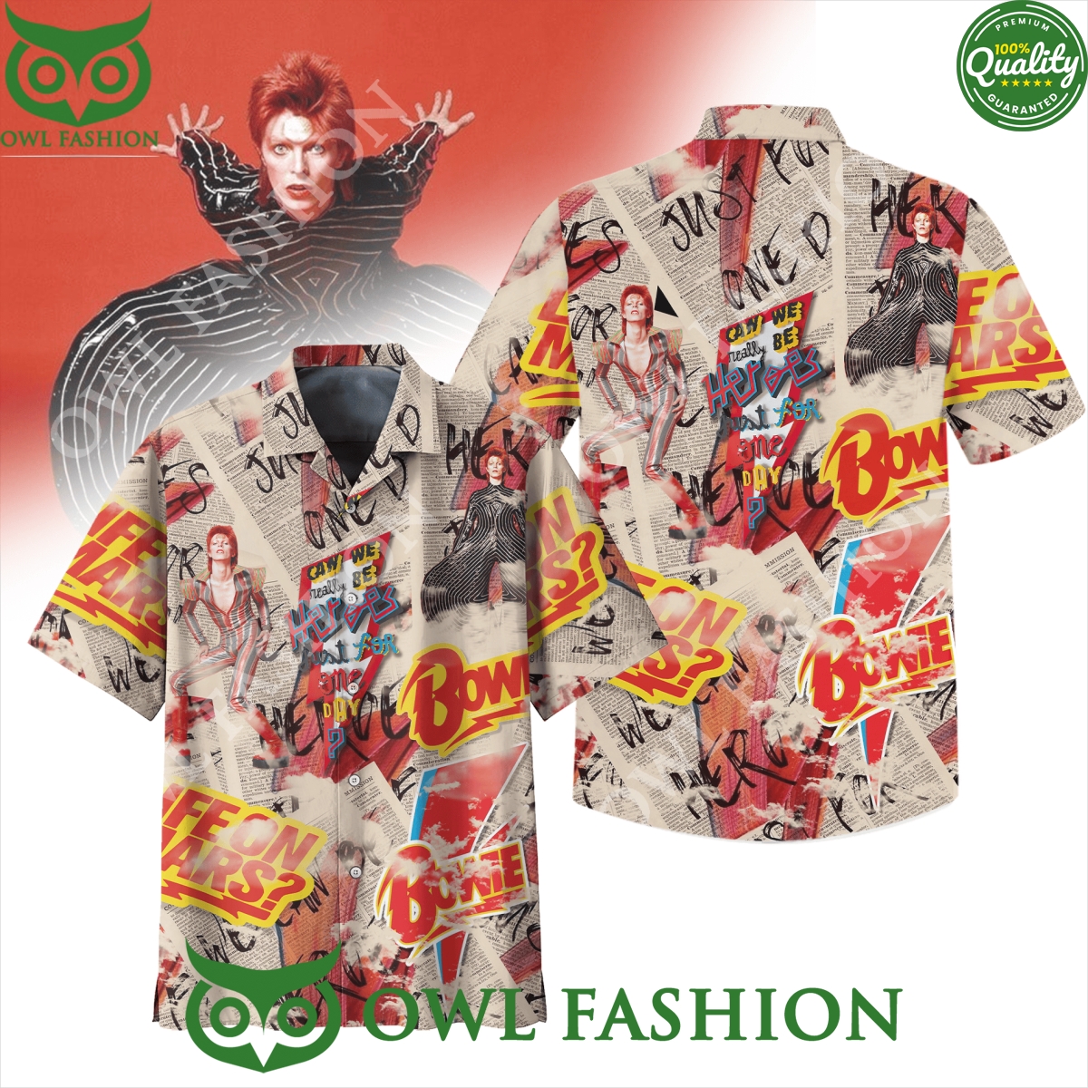 David Bowie Can be real just for one day heroes hawaiian shirt