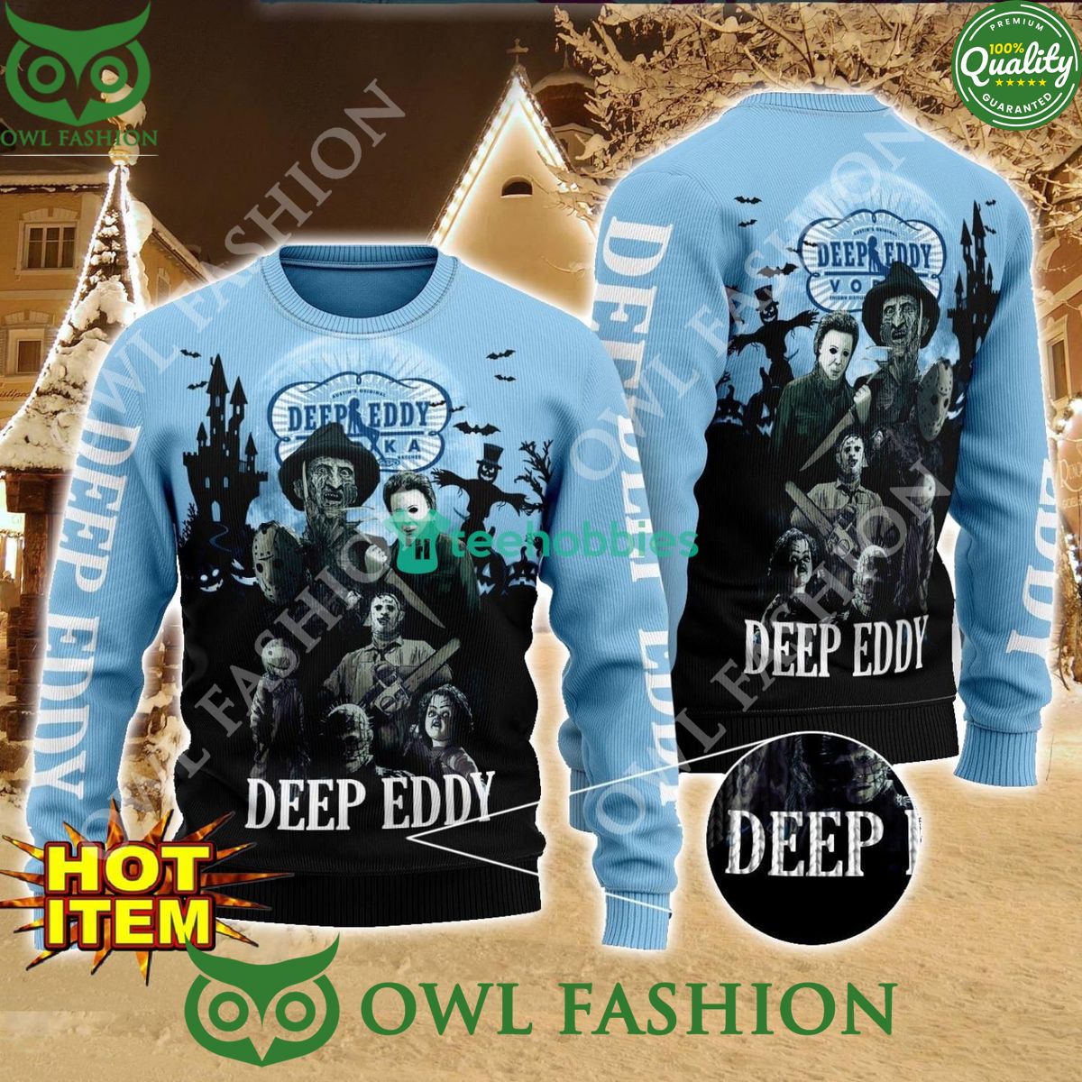 Deep Eddy Vodka Horror Halloween Night 2024 Design Ugly Sweater