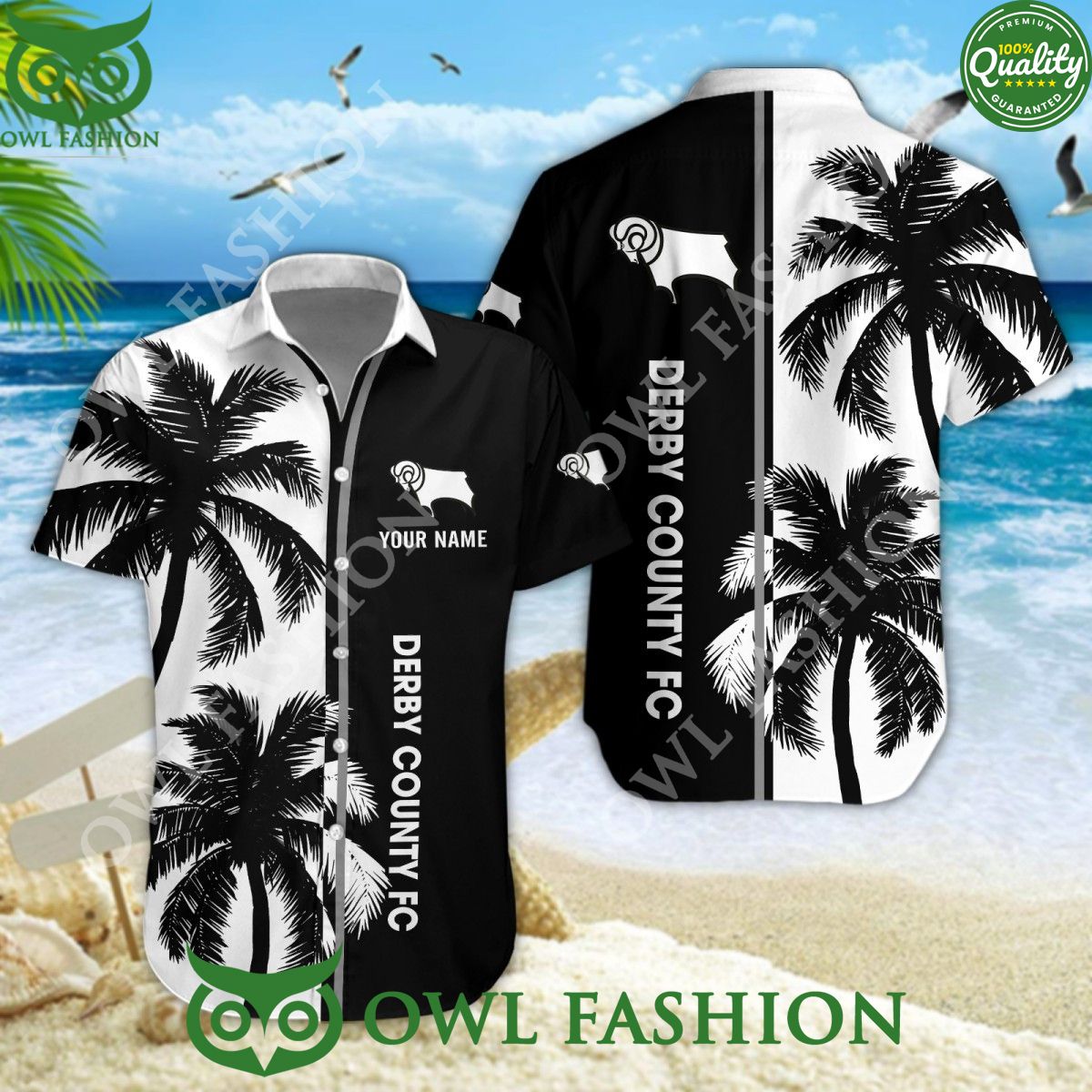Derby County Personalized Green coconut tree 2024 Hawaiian Shirt