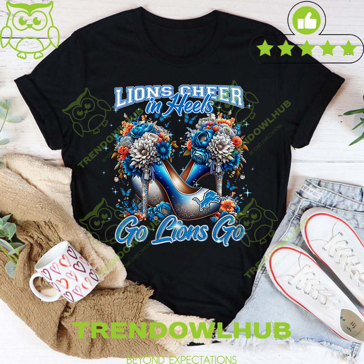 Detroit Lions Cheer in Heels Go Lions Go t shirt