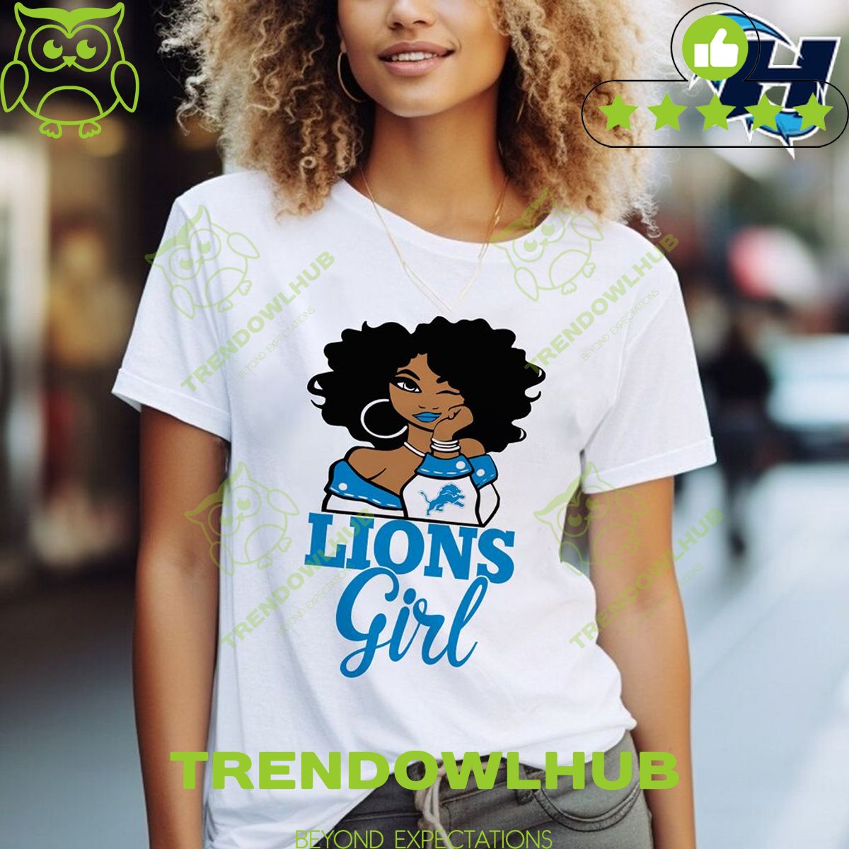 Detroit Lions Girl NFL White 2D T-shirt