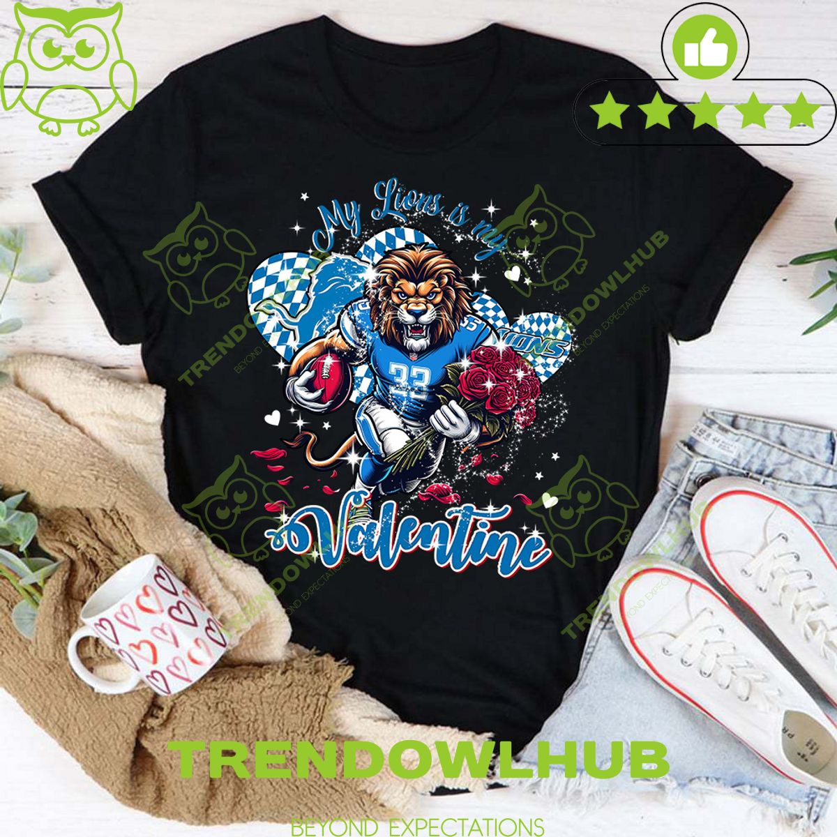 Detroit Lions My Lions is my Valentine Rose Flower Bring it home t shirt