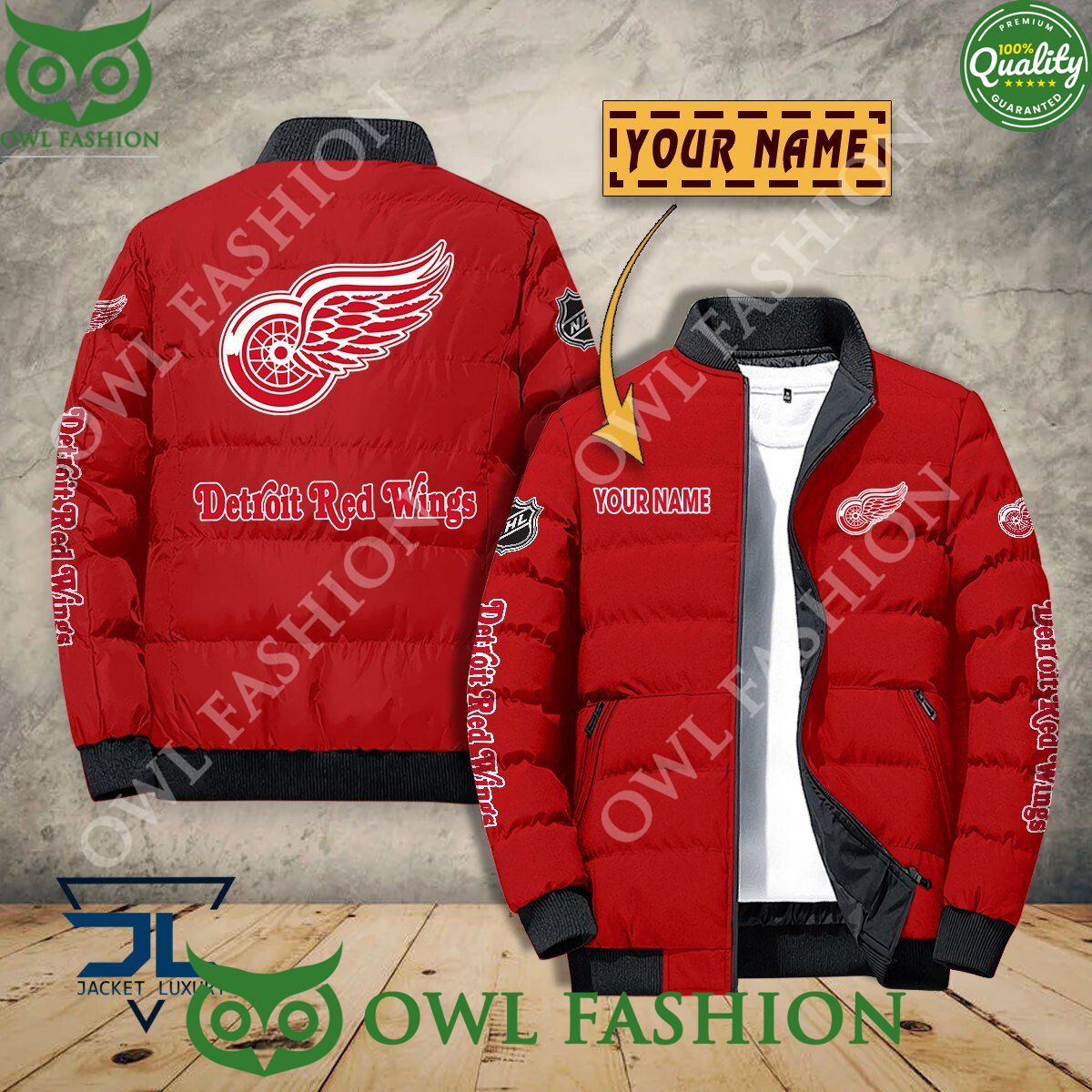 Detroit Red Wings Custom Name NHL Ice Hockey Puffer Jacket Sport