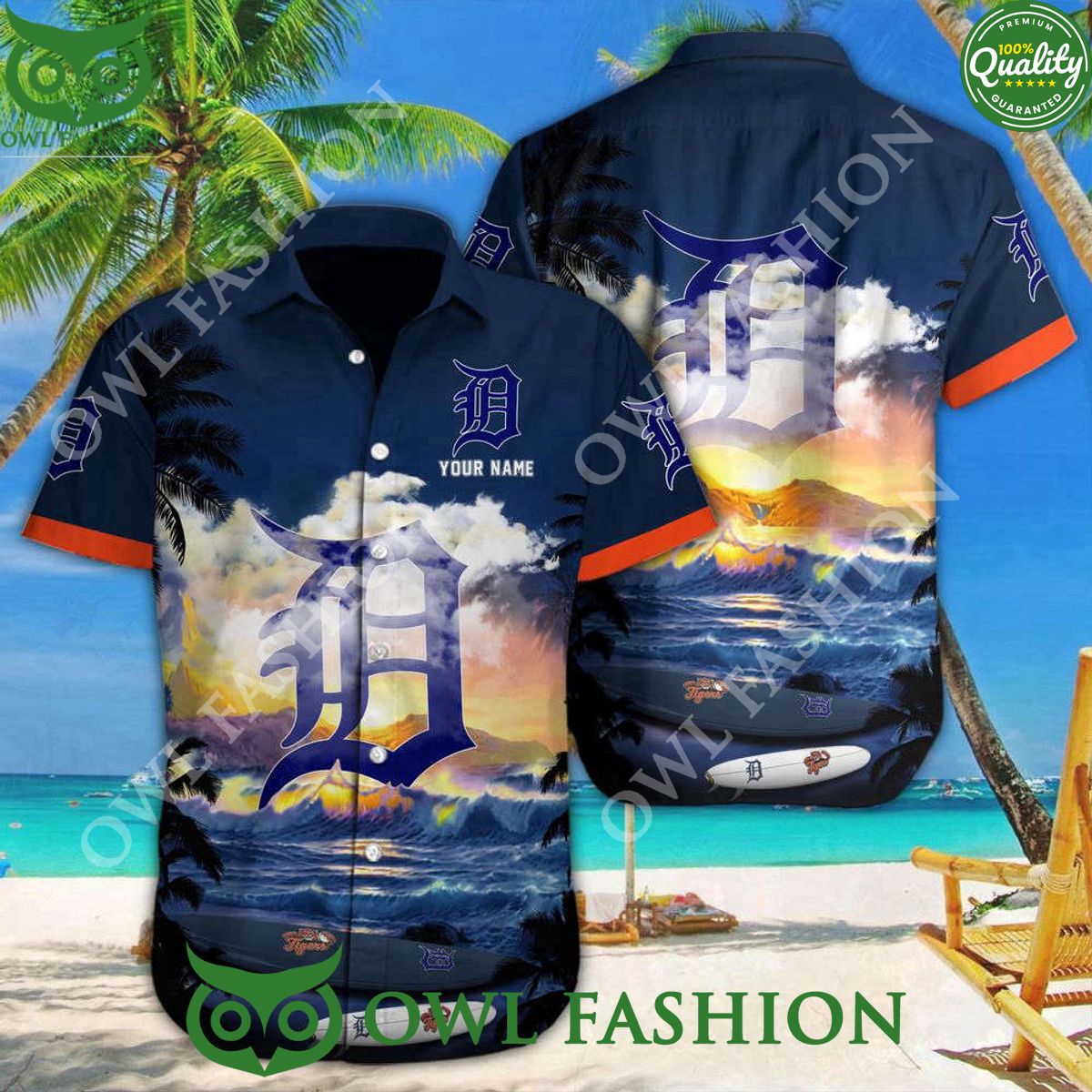 Detroit Tigers MLB Hawaiian shirt and shorts