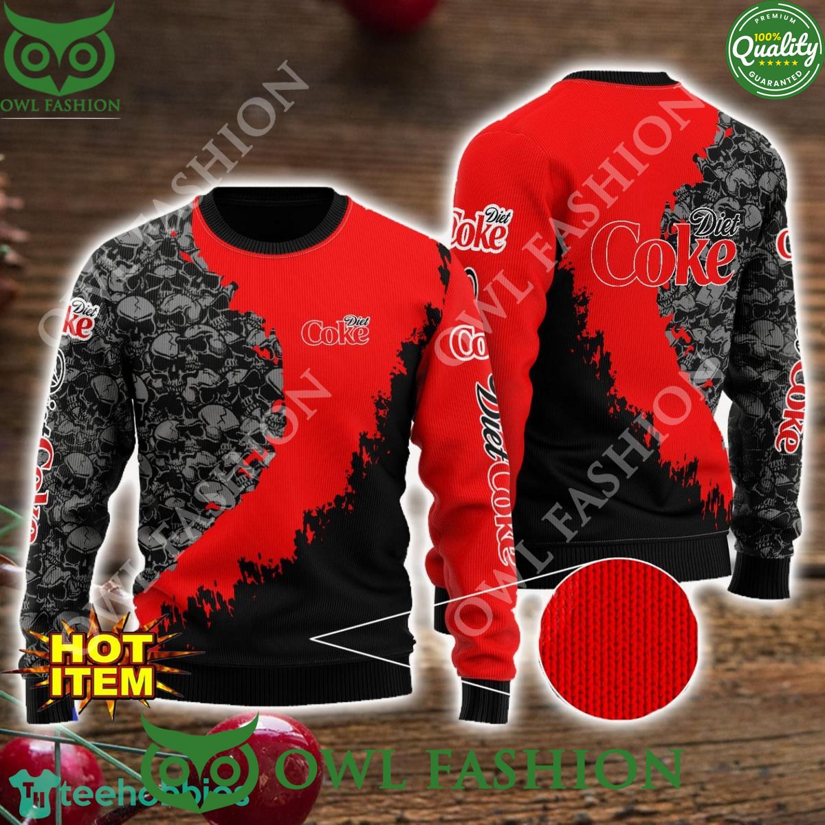 Diet Coke Skull Halloween All Over Print 3D Ugly Sweater