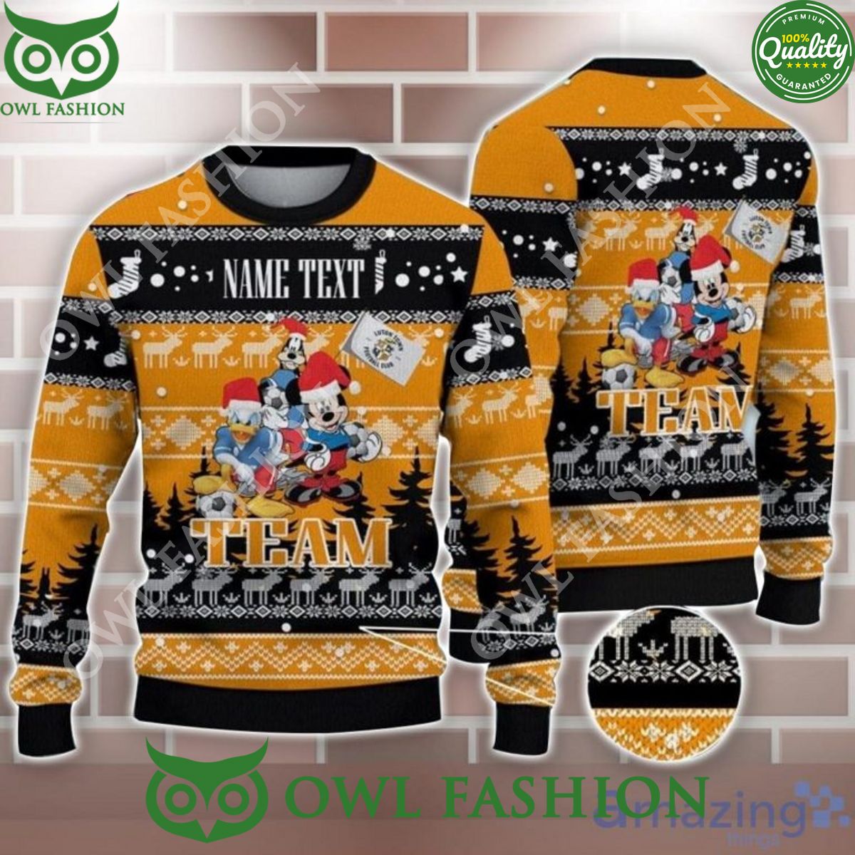 Disney Team Luton Town FC Customized Ugly Christmas Sweater Jumper