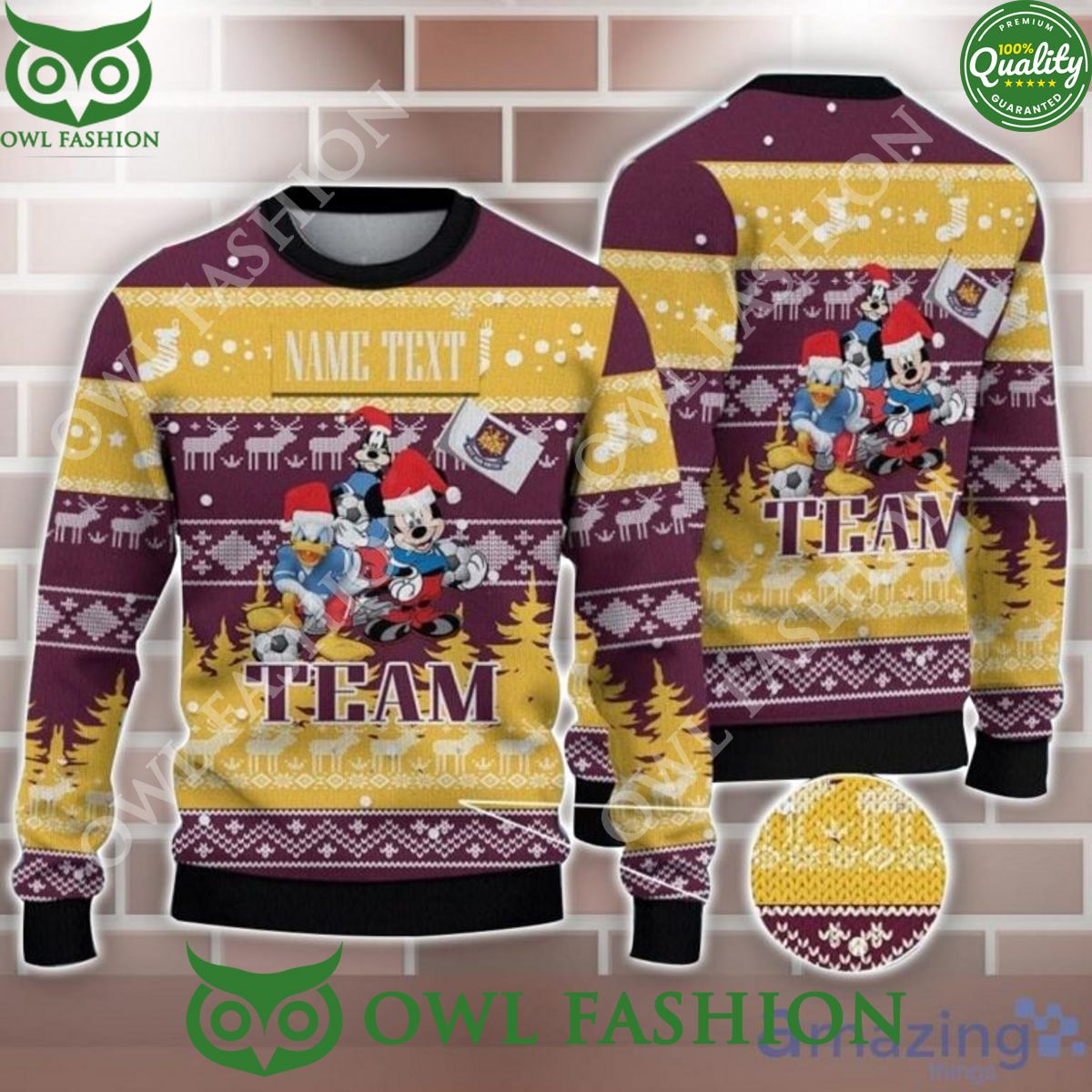 Disney Team West Ham United FC Customized Ugly Christmas Sweater Jumper