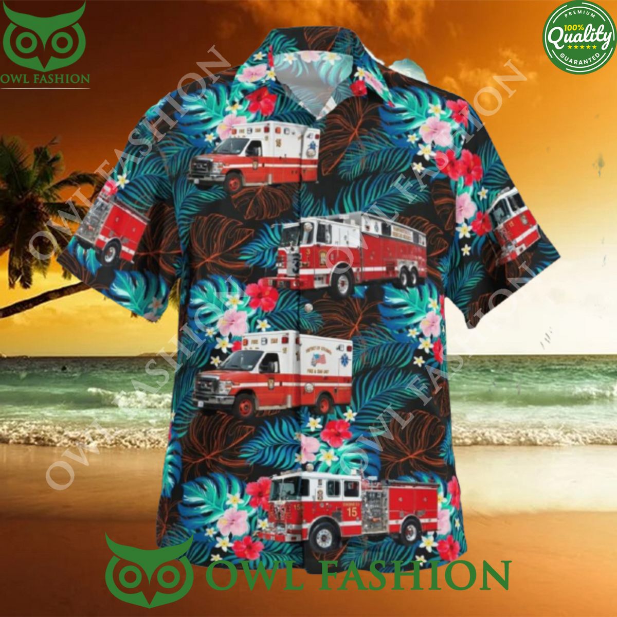 District of Columbia Fire and Emergency Medical Services Department Hawaiian Shirt