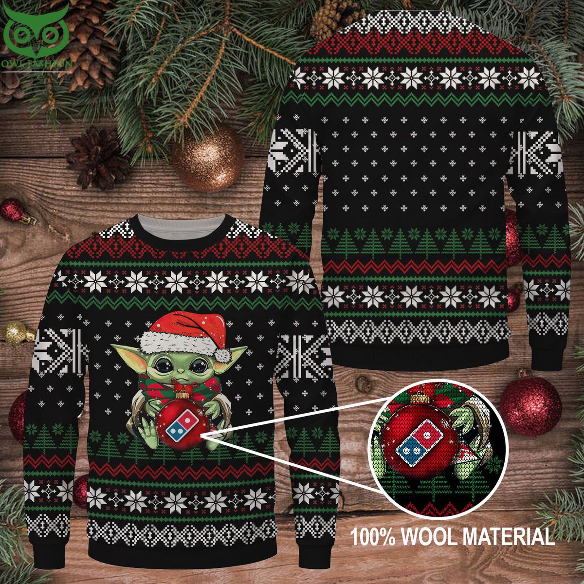 domino's pizza baby Yoda Premium Ugly Sweater