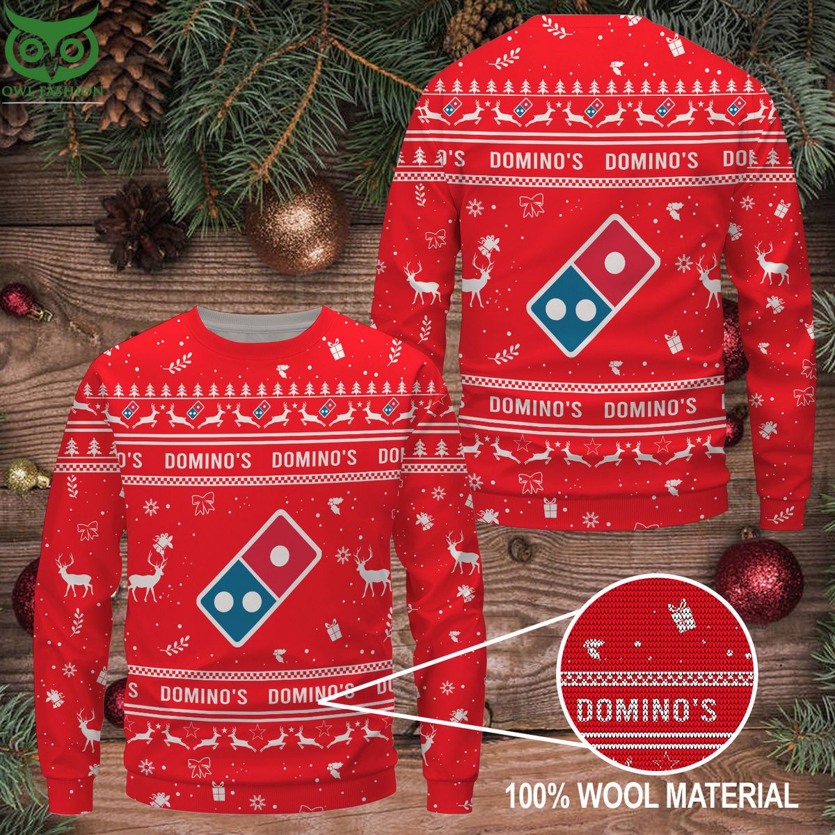 Domino's Pizza Brand Premium Ugly Christmas Sweater