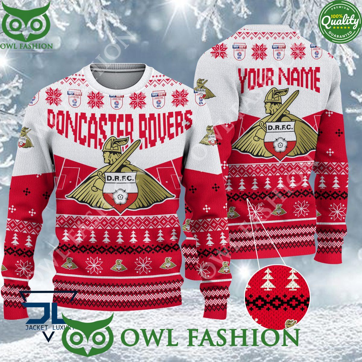 Doncaster Rovers EFL 2023 Custom Ugly Christmas Sweater Jumper