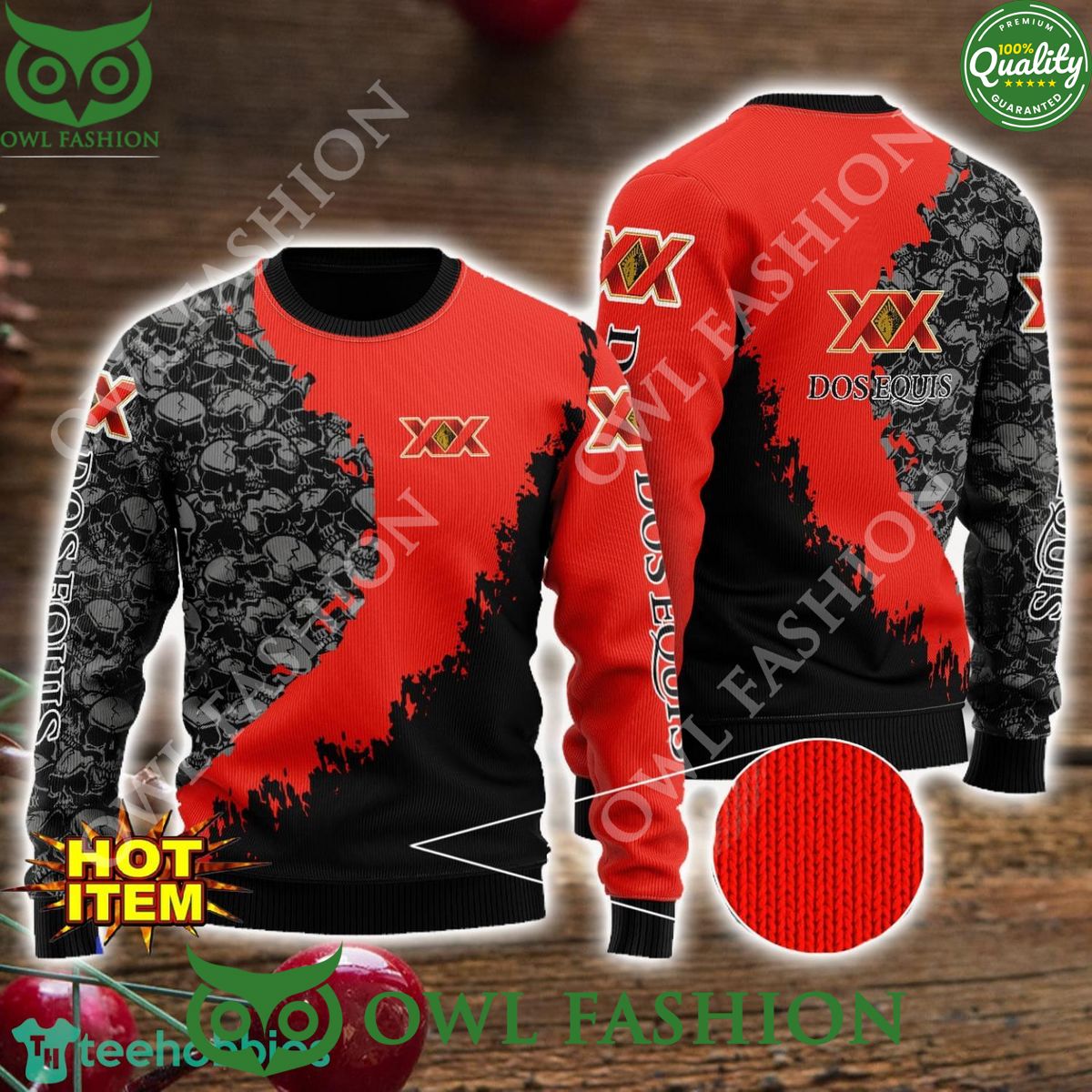 Dos Equis Skull Halloween All Over Print 3D Ugly Sweater