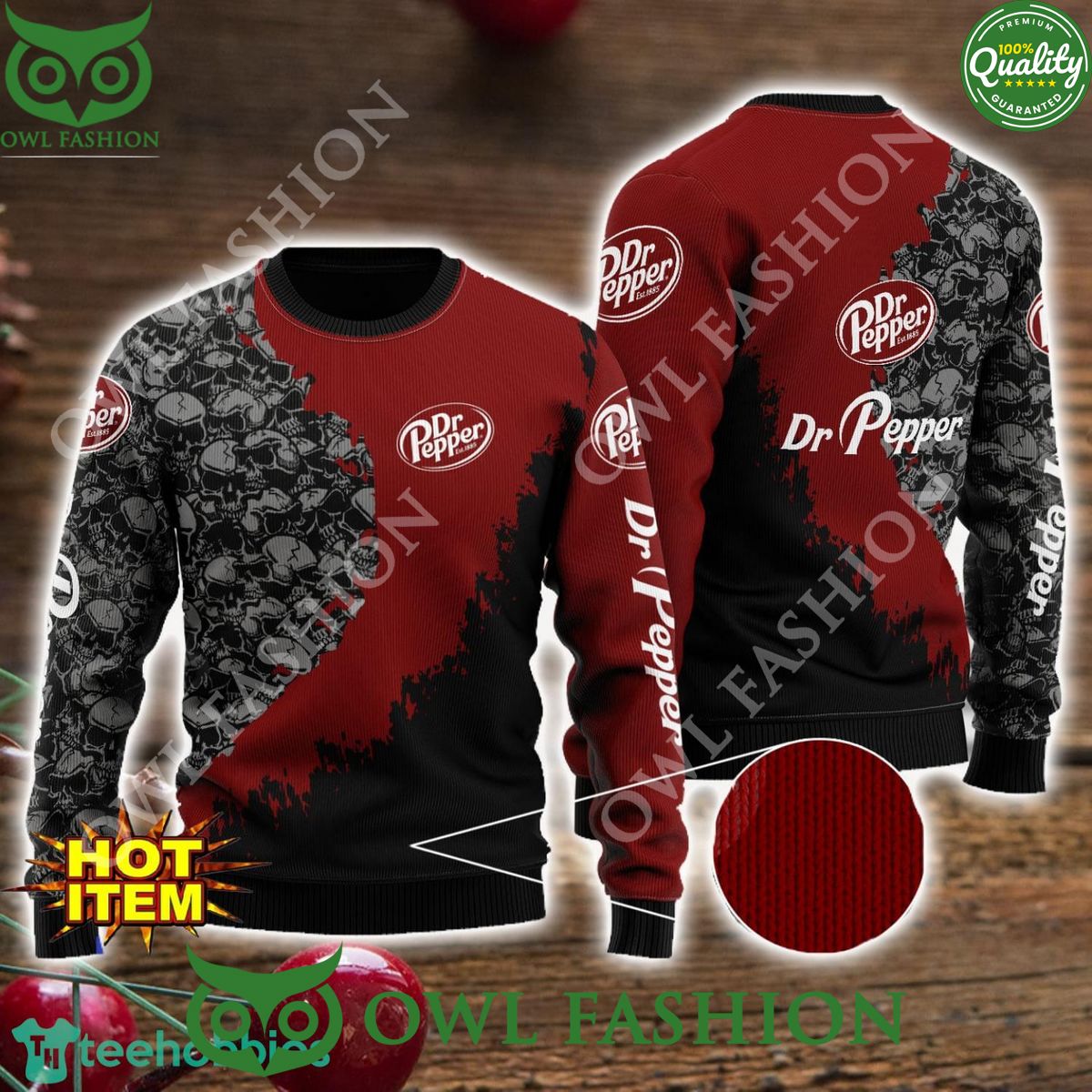 Dr Pepper Skull Halloween All Over Print 3D Ugly Sweater