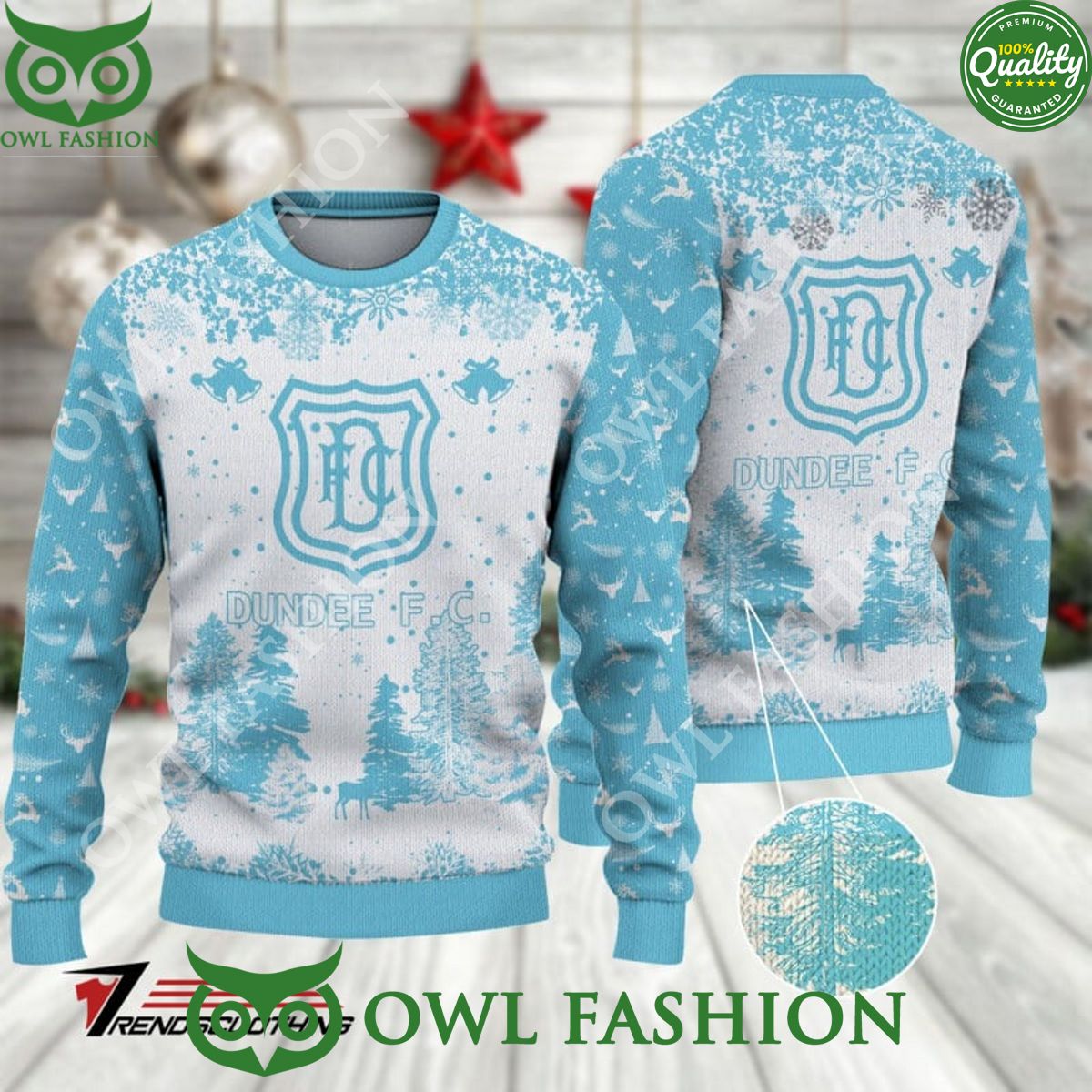 Dundee F.C. SPFL Scottish Snow Fall Pine Ugly sweater jumper