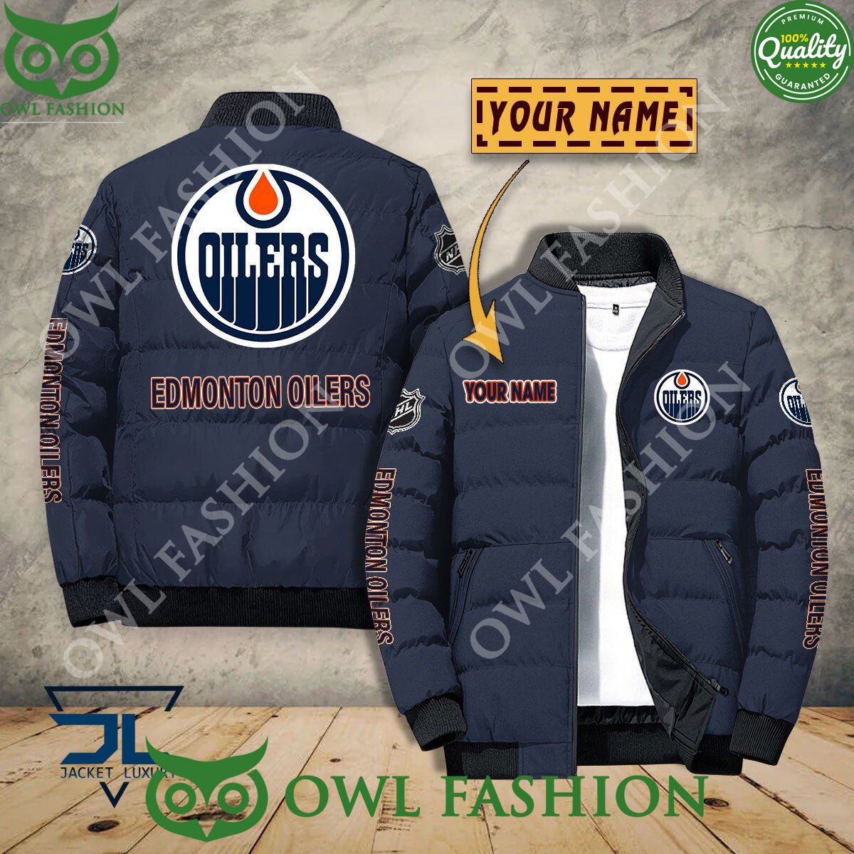 Edmonton Oilers Custom Name NHL Ice Hockey Puffer Jacket Sport
