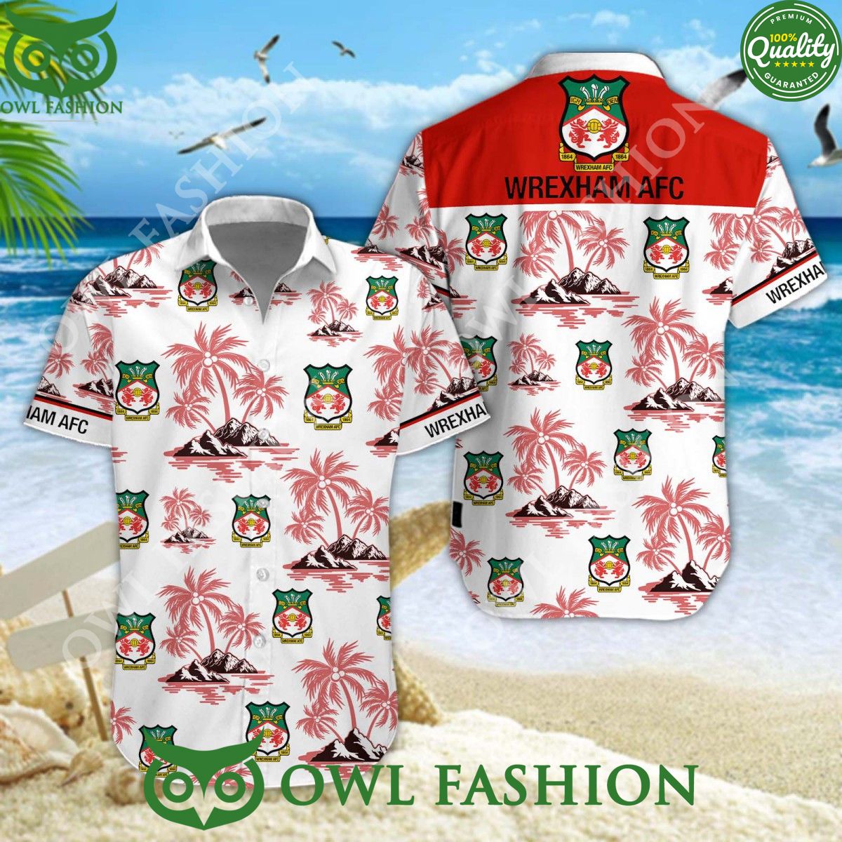 EFL Championship Wrexham AFC Hawaiian Shirt Beach Vibe
