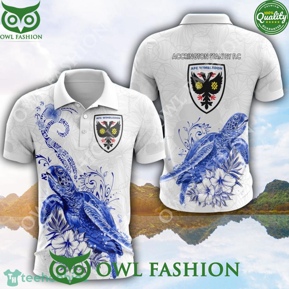 EFL League One AFC Wimbledon Turtle White Golf Polo Shirt