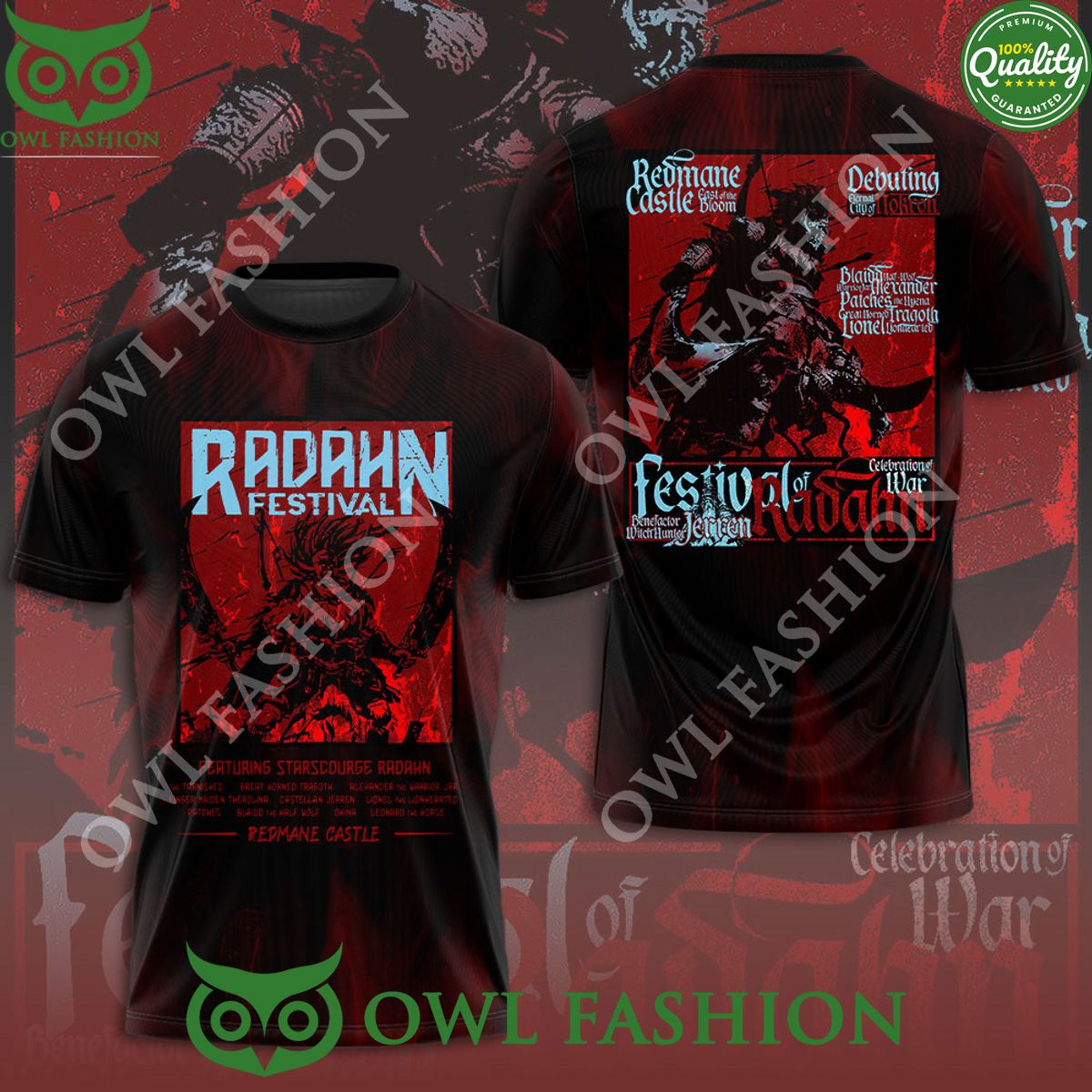 Elden Ring Radahn Festival Benefactor Witchhunters Jerren War 3D t shirt