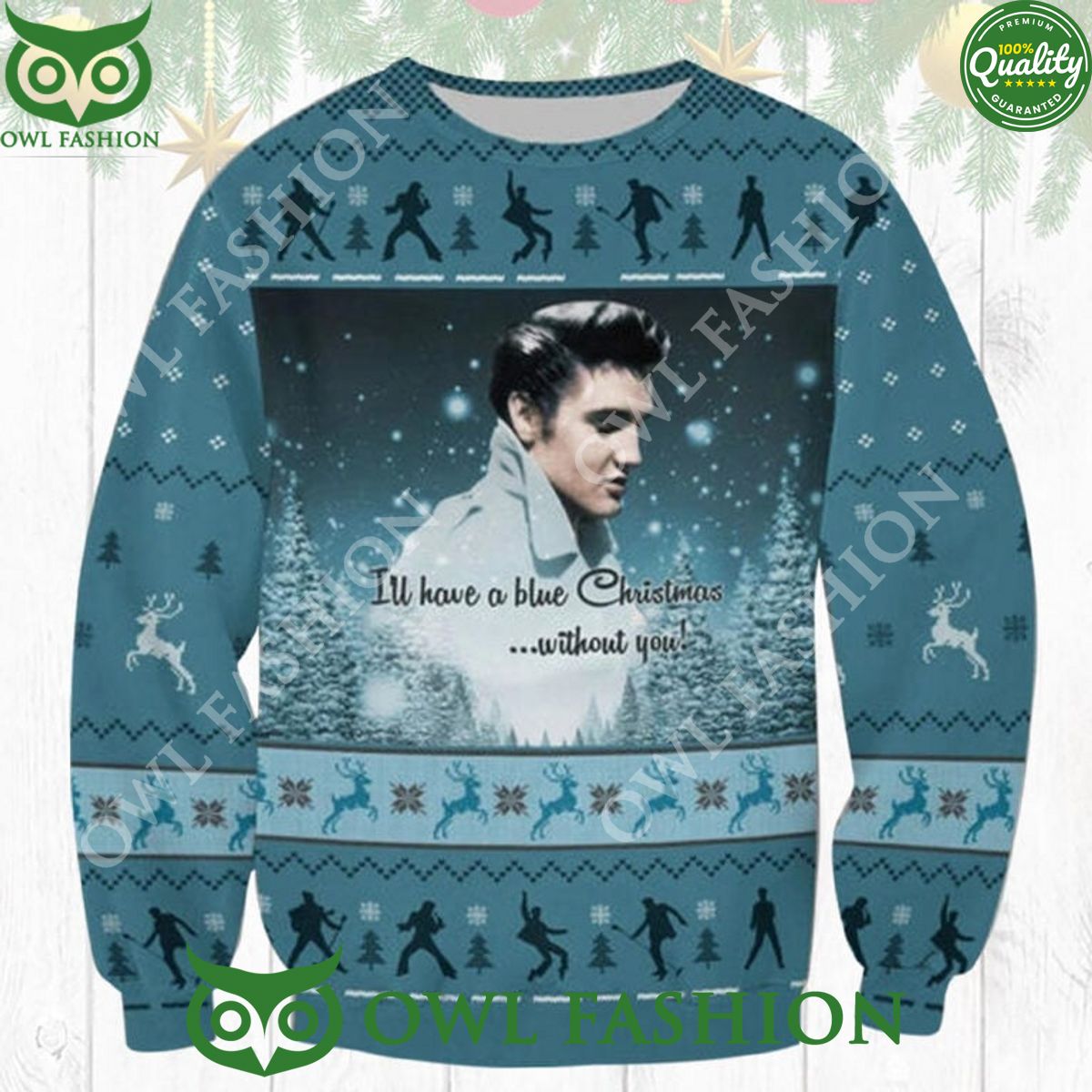 Elvis Presley I'll Have A Blue Christmas Without You Ugly Sweater