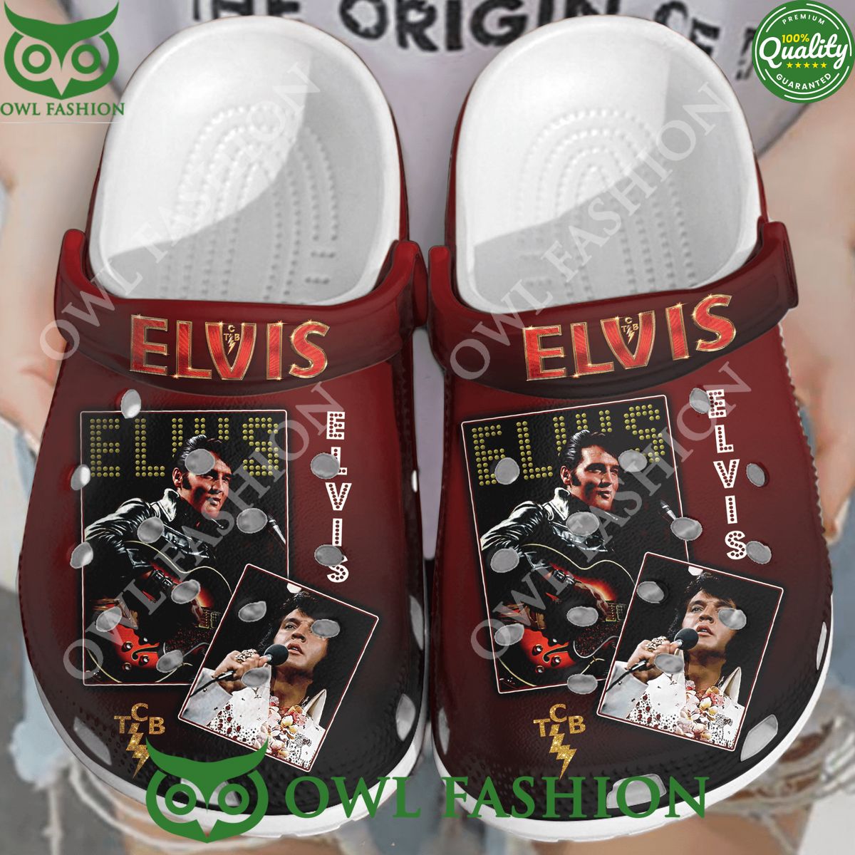 Elvis Presley Images Dark Red Crocs