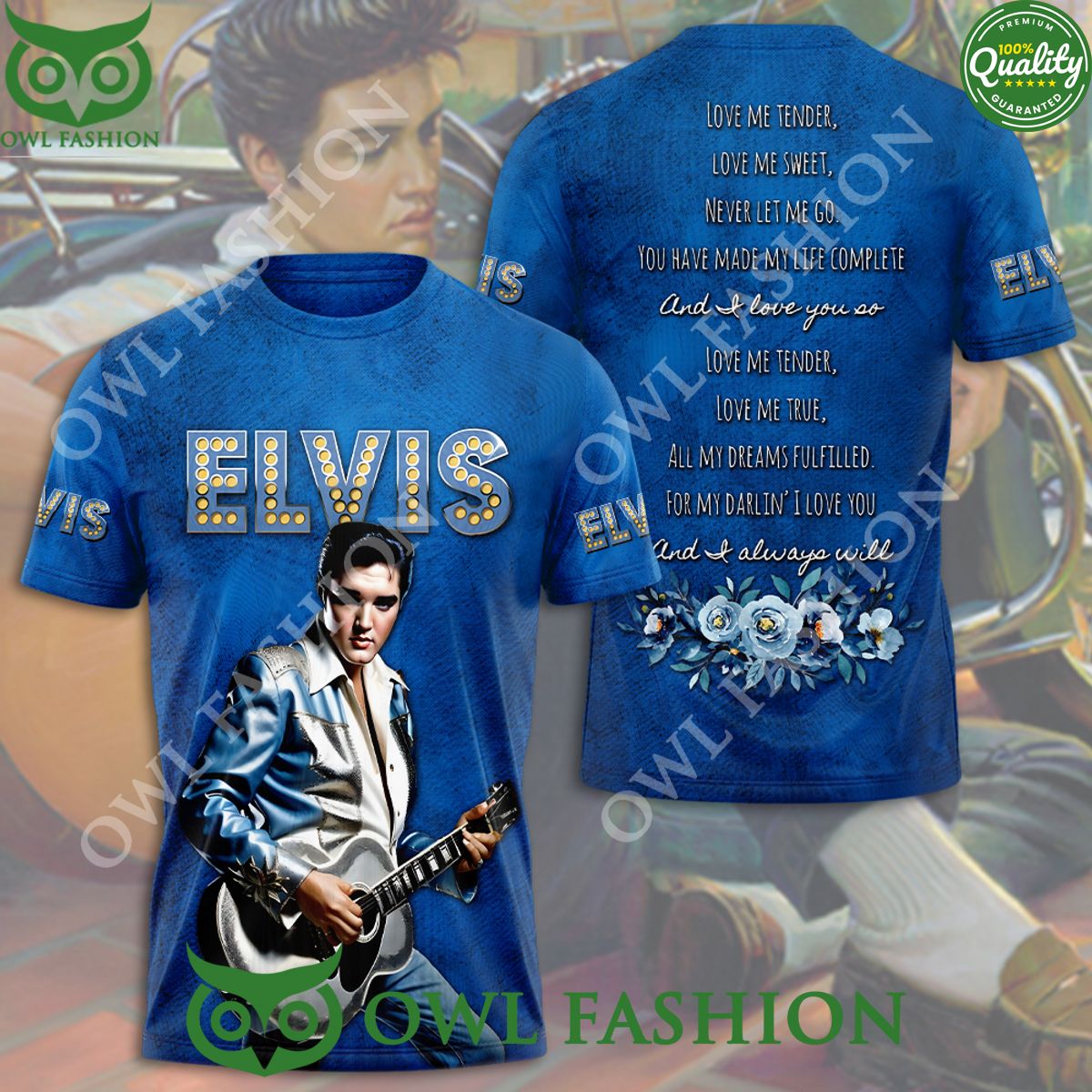 Elvis Presley Love Me Tender Flower 3D t Shirt