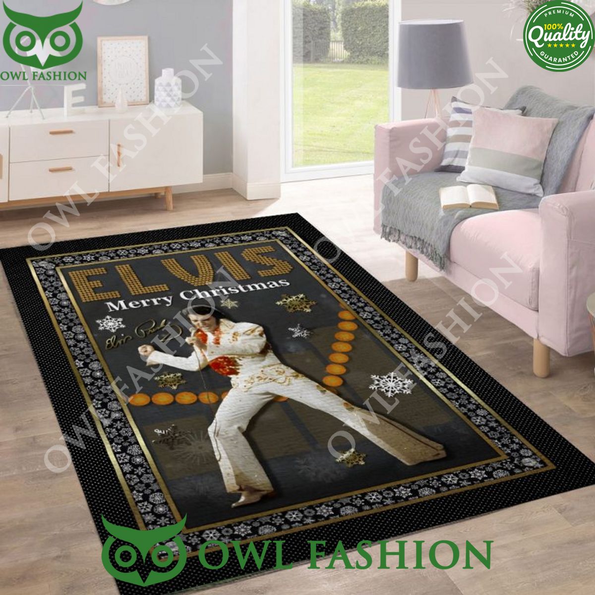 Elvis Presley Merry Christmas King of Rock and Roll rug carpet for living room