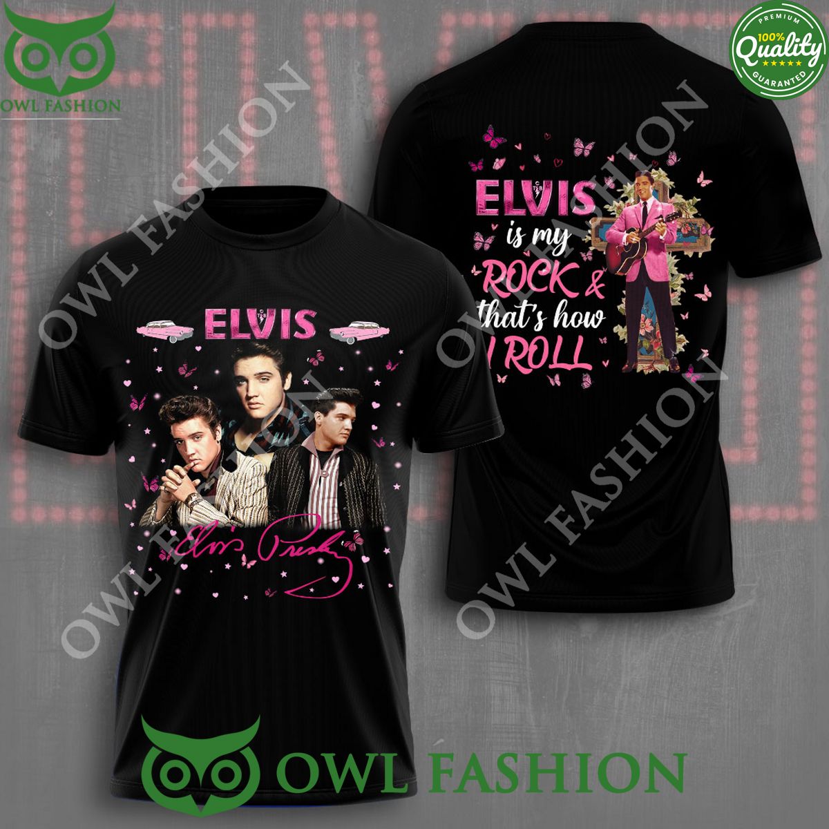 Elvis Presley Pink Rock And Roll 3D Tshirt Hoodie