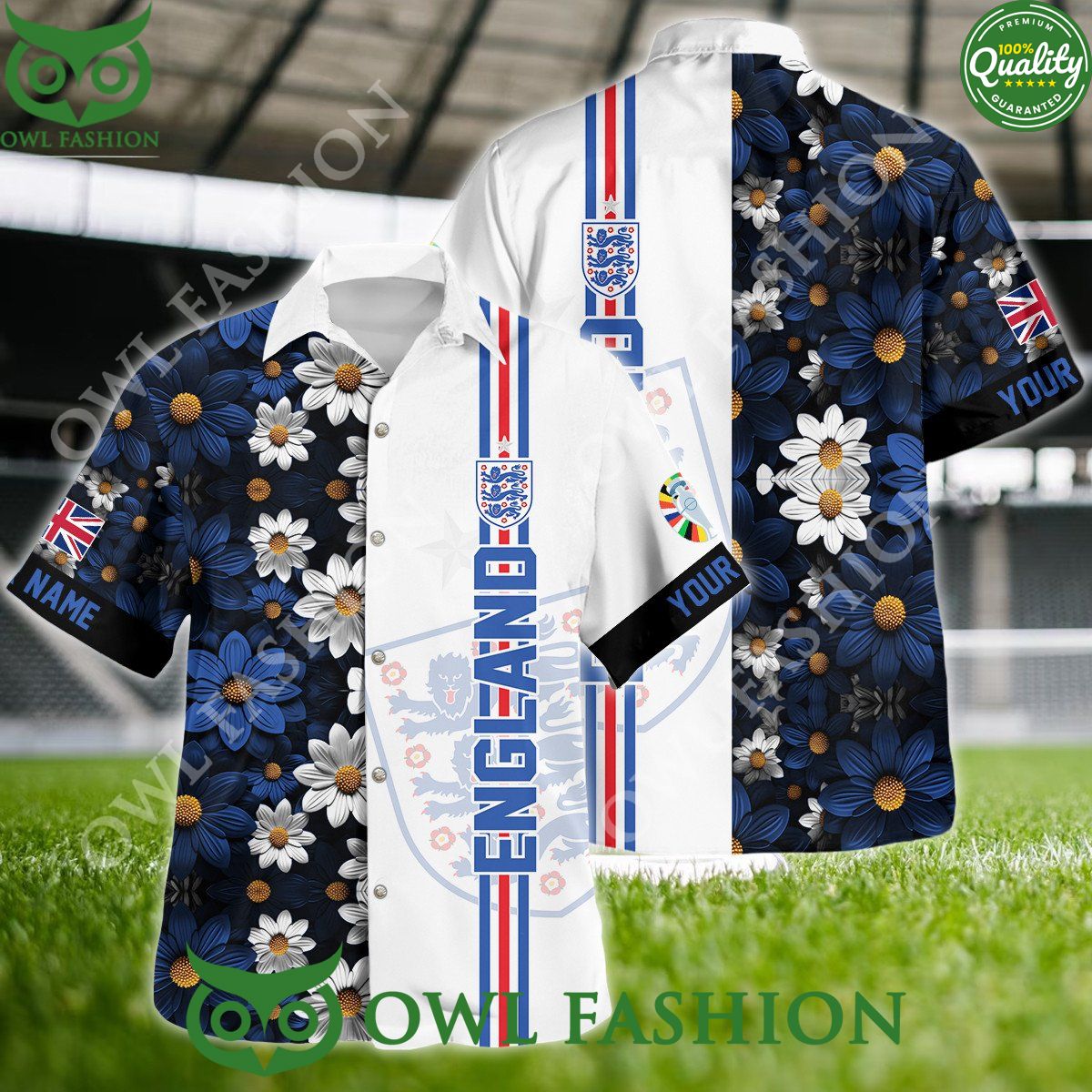 England UEFA Euro Floral Flower Personalized Hawaiian Shirt