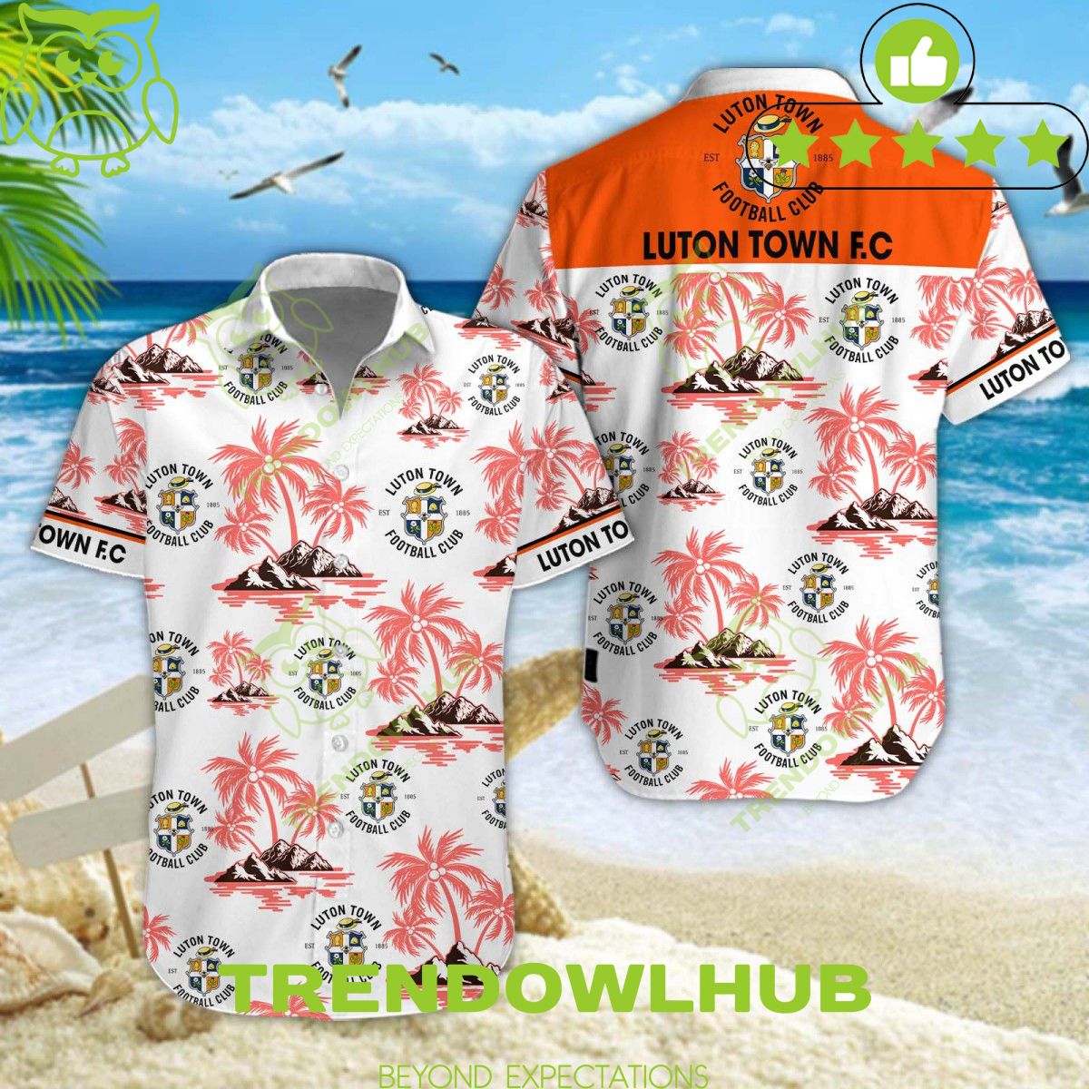 EPL Luton Town F.C Coconut Rob Edwards Hawaiian shirt