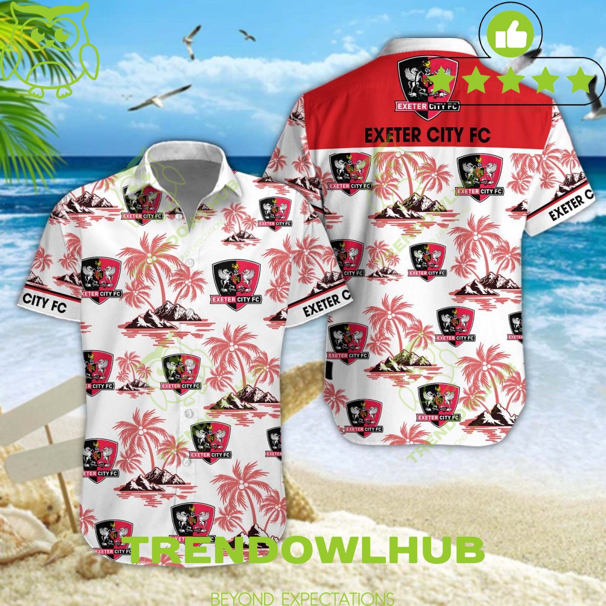 Exeter City Football EFL Coconut Tree hawaiian shirt