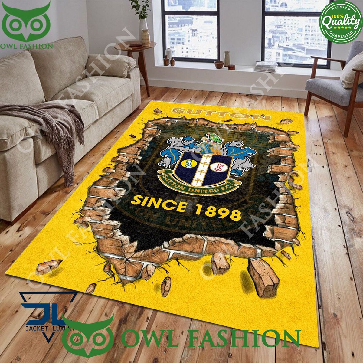 FC Sutton United 1898 League Two Living Room Rug Carpet