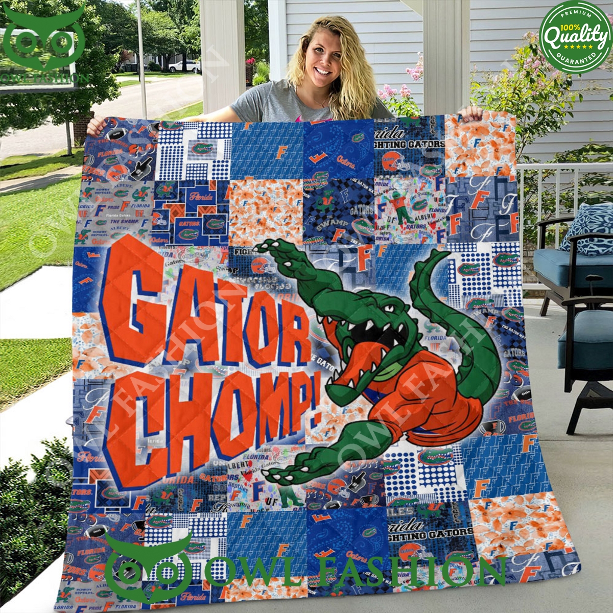 Florida Gators NCAA Gator Chomp Mascot Quilt Blanket