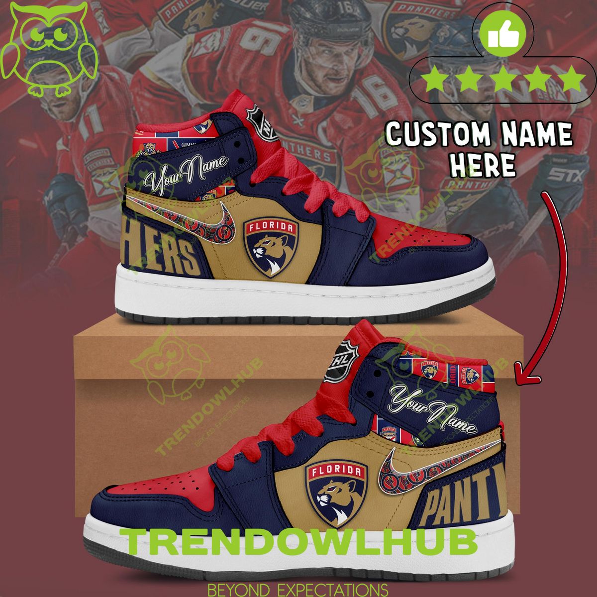 Florida Panthers NHL Personalized Air Jordan Shoes High Top