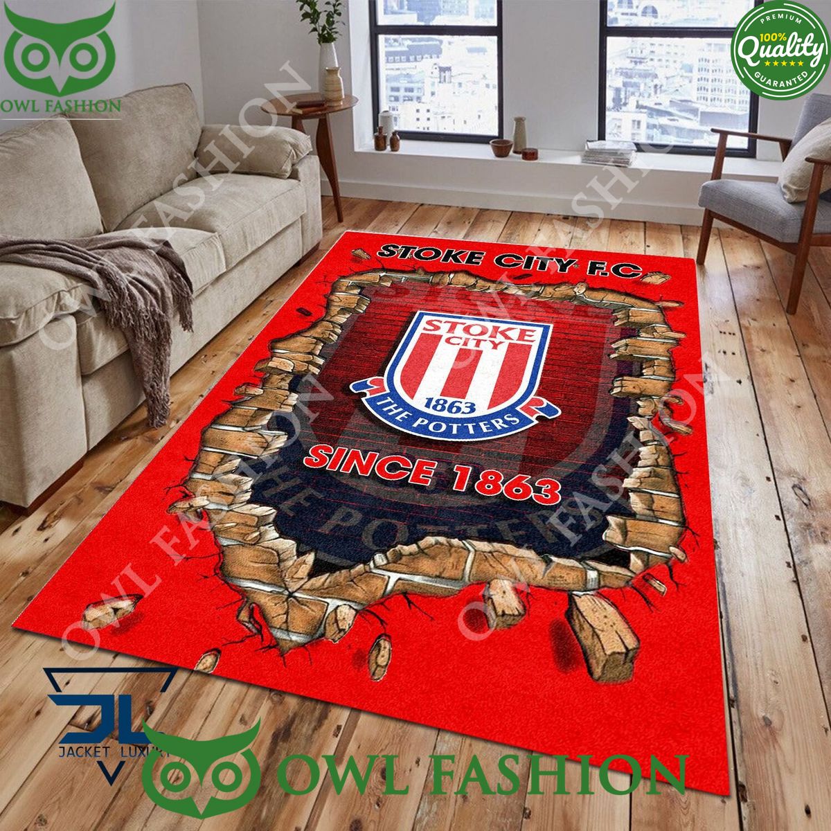 Football Stoke City F.C 1813 EPL Living Room Rug Carpet