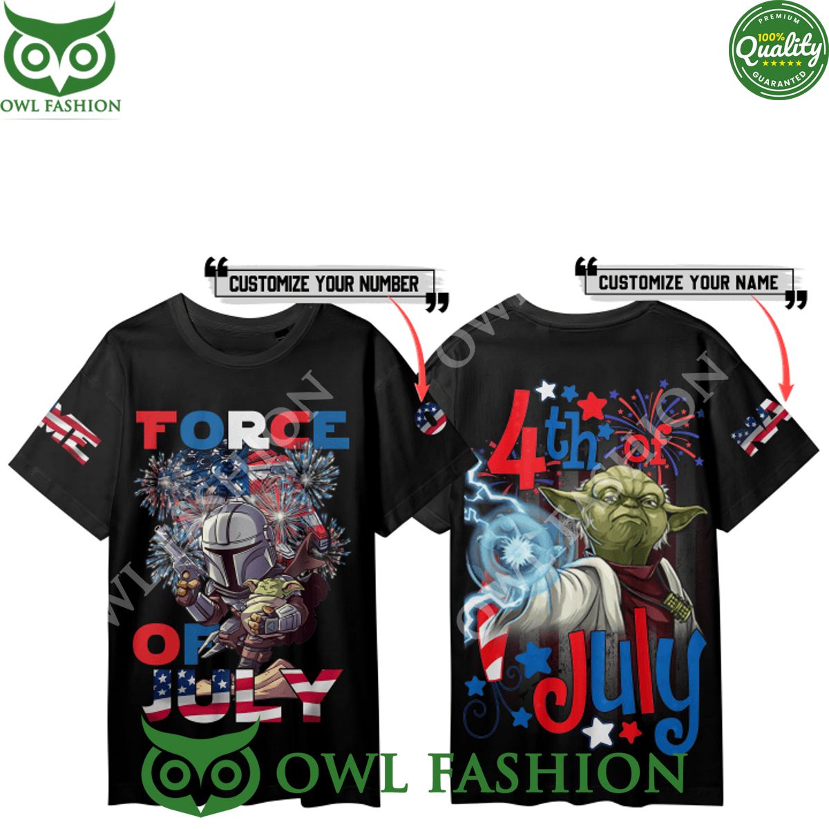 Force of July 4th Star war Custom name number Boba Fett limited t shirt