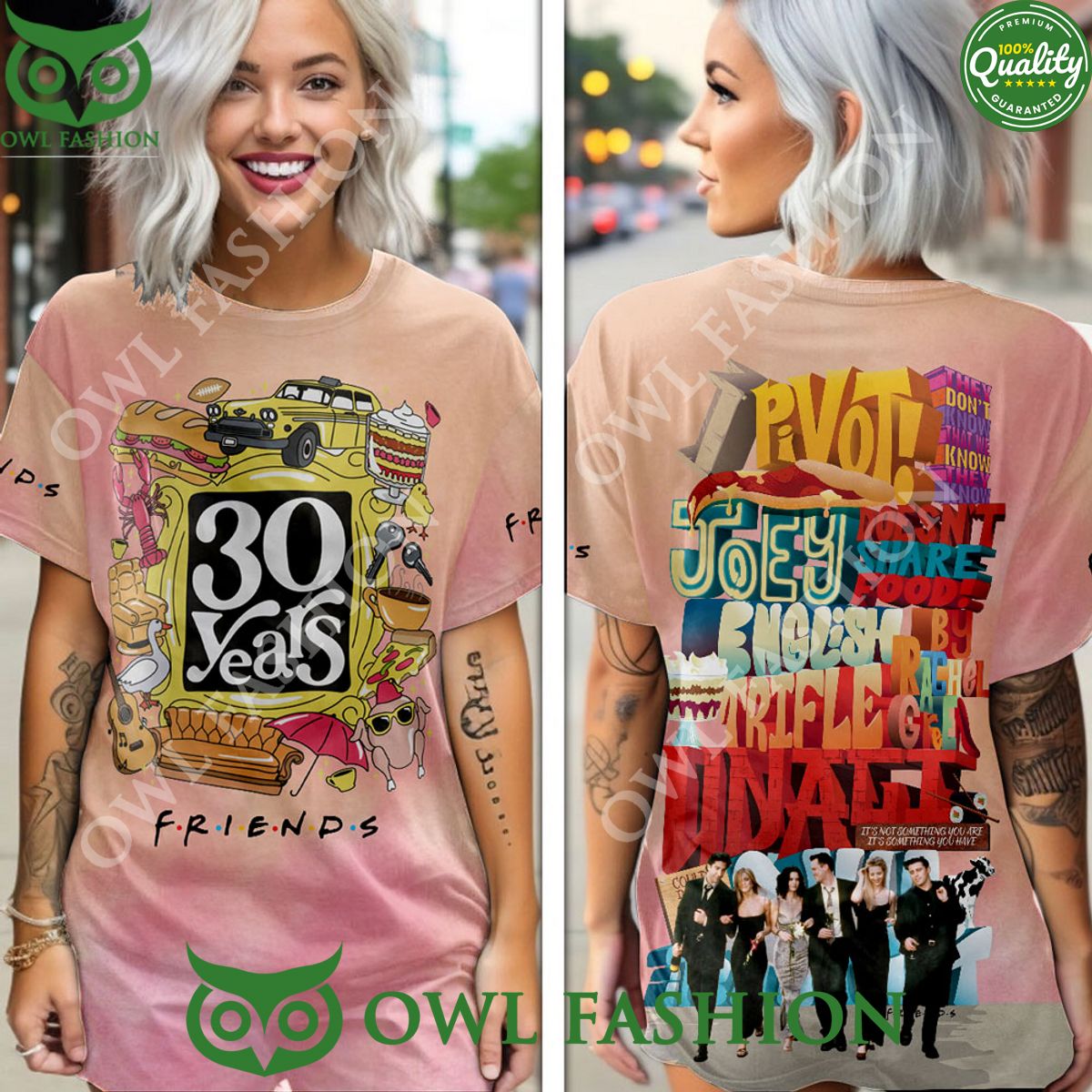 Friends 30 Years Characters Pink 3D T shirt