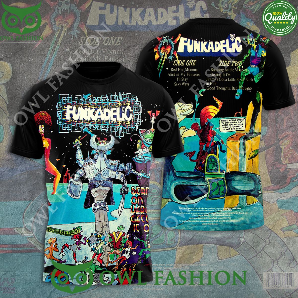 Funkadelic Standing on the Verge of Getting It On Tracklist 3D t Shirt