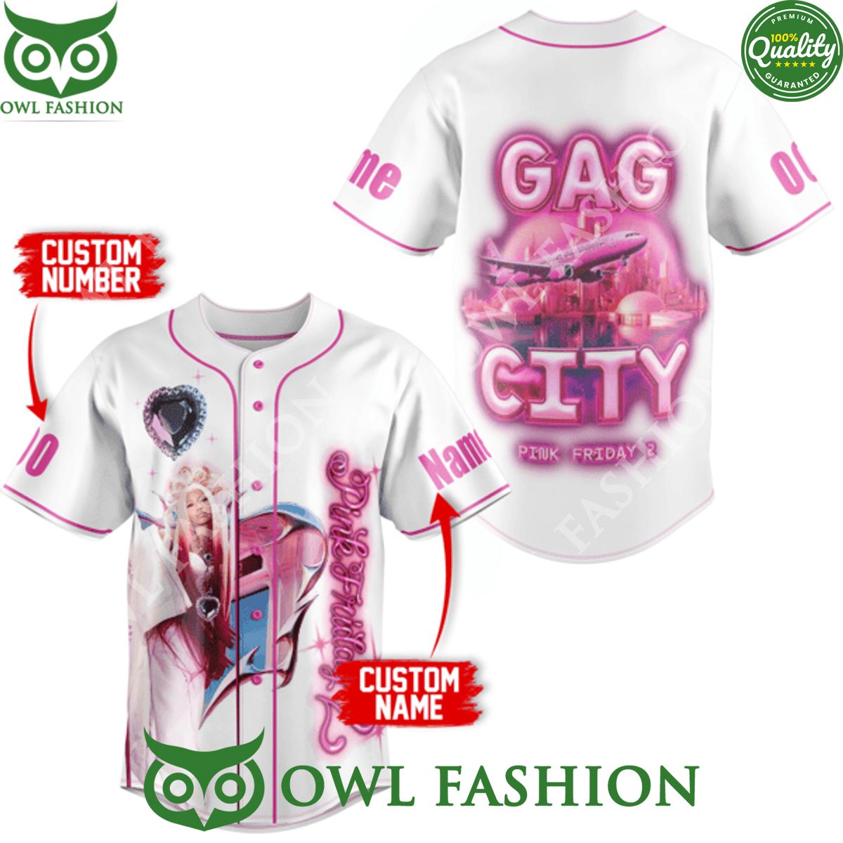 GAG City Pink Friday 2 Nicki Minaj custom name and number baseball jersey shirt
