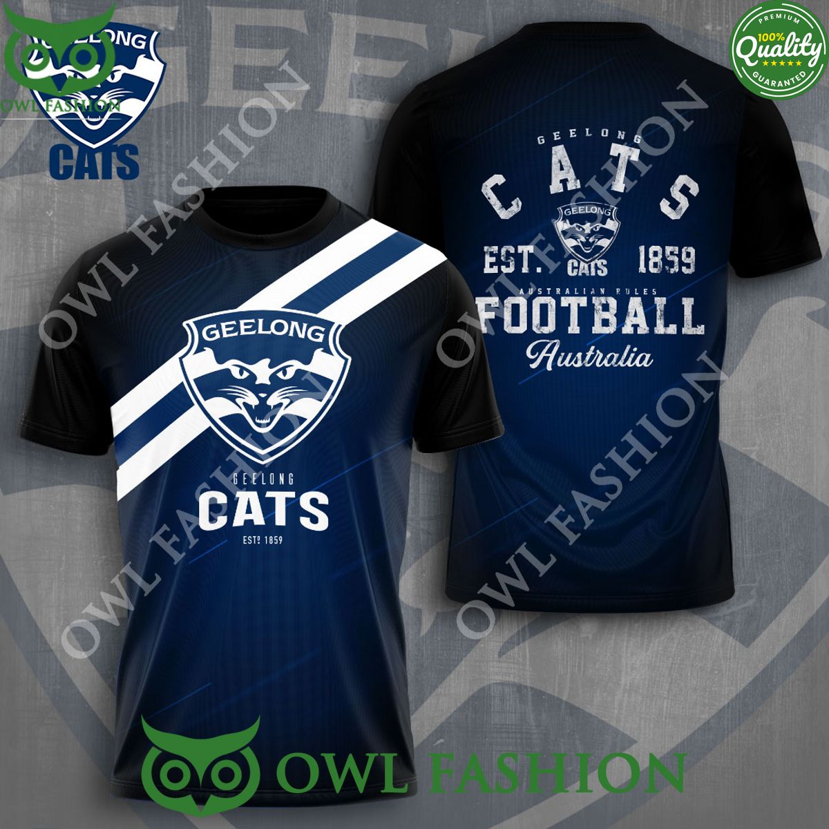 Geelong Football Club Cats Australia 1859 Blue 3D t Shirt