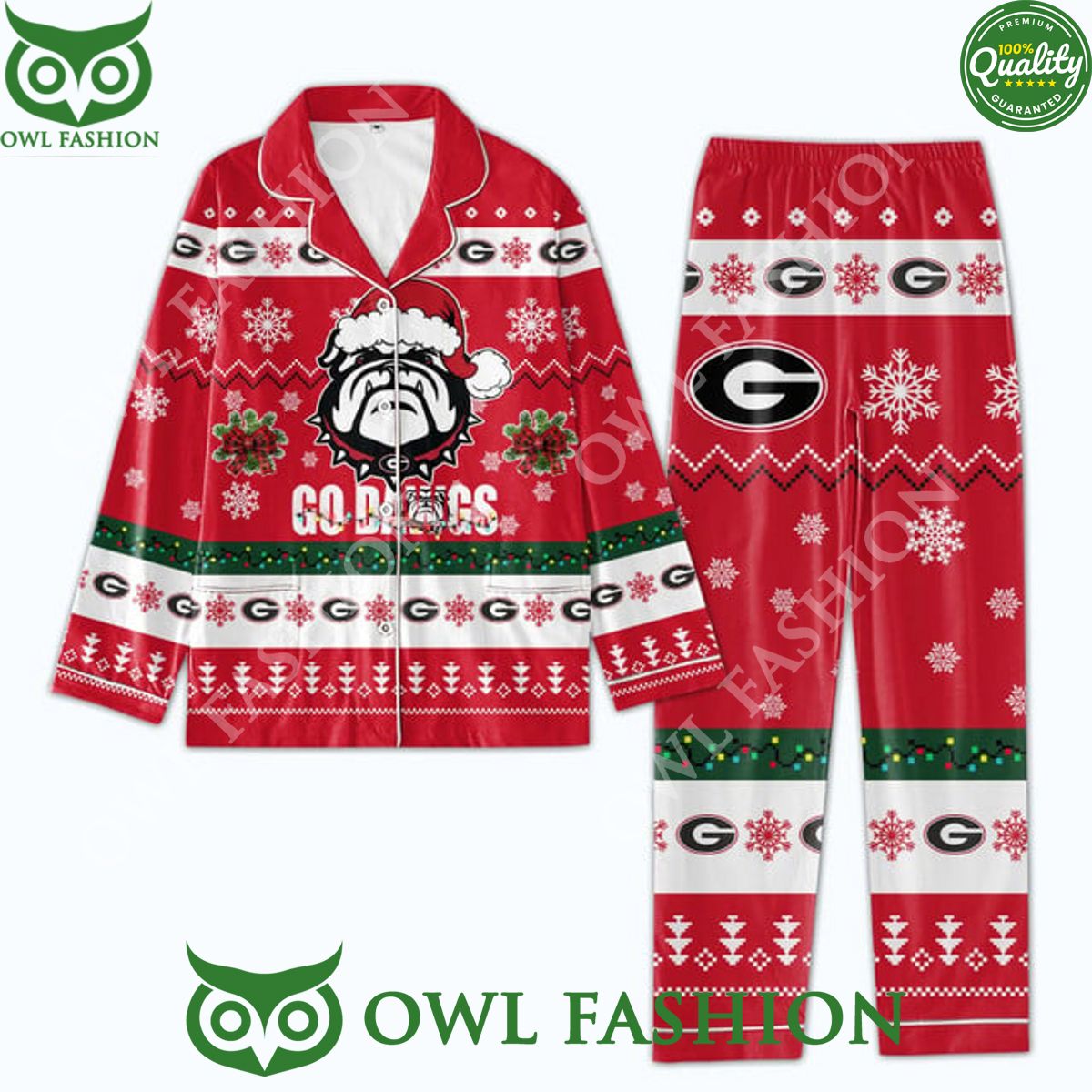 Georgia Bulldogs football go dawgs Christmas Pajamas Set