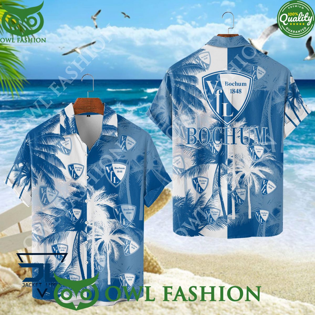 German Football club VfL Bochum 1848 Hawaiian shirt Coconut tree