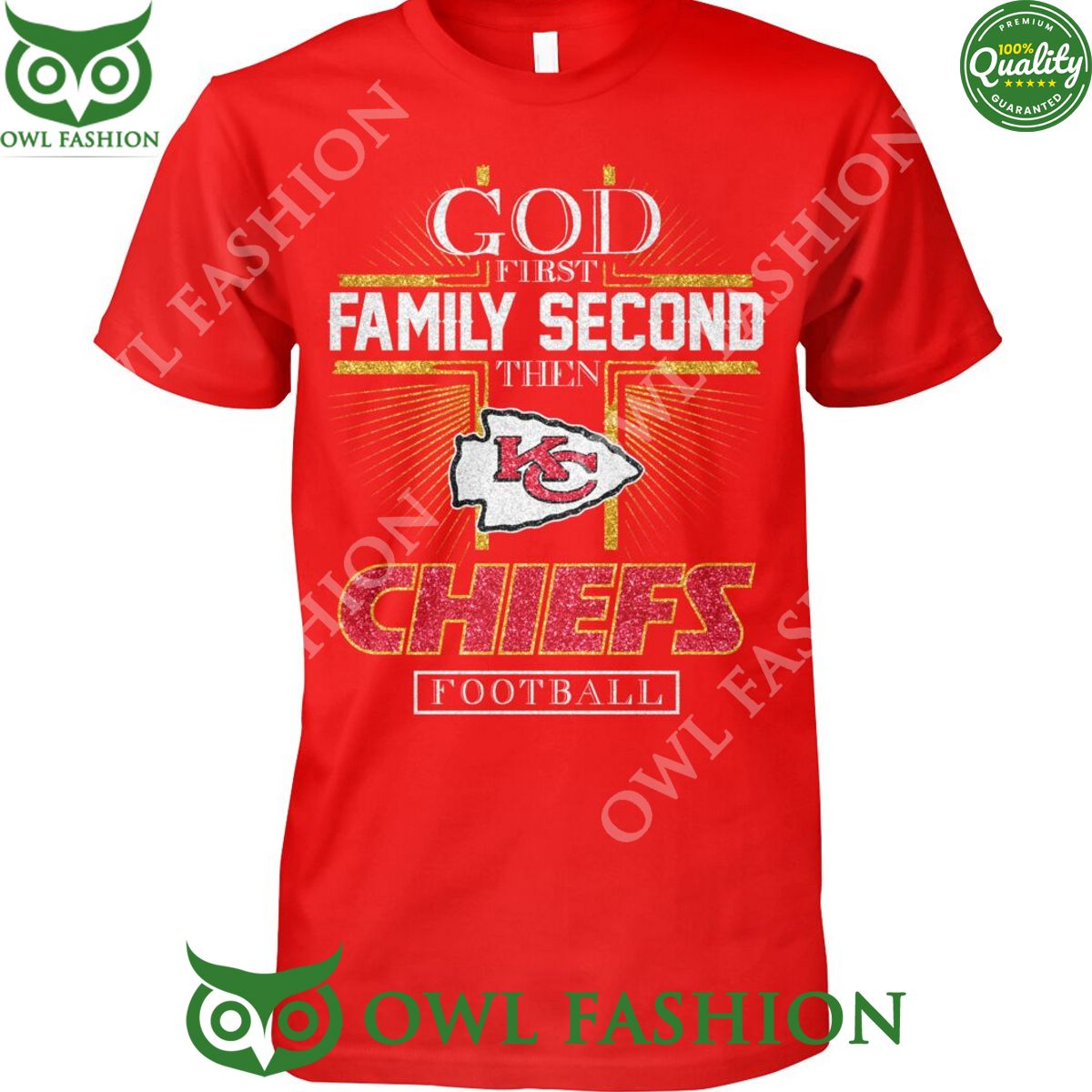 God first Family Second then KC Chiefs Football t shirt