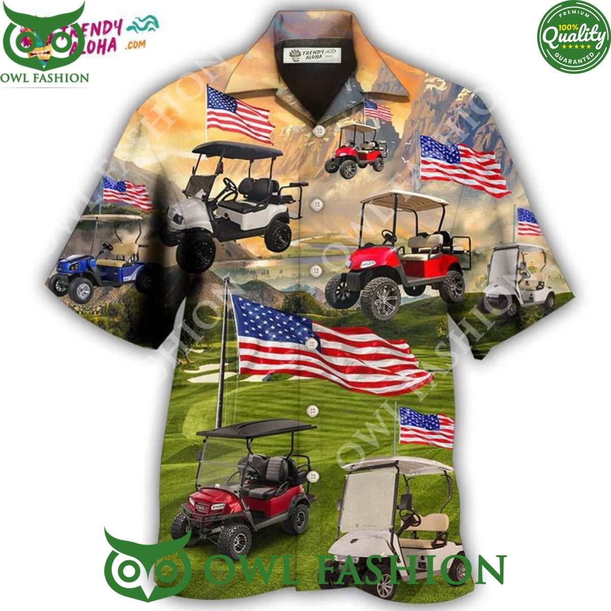 Golf Independence Day Club Car USA Limited Hawaiian Shirt