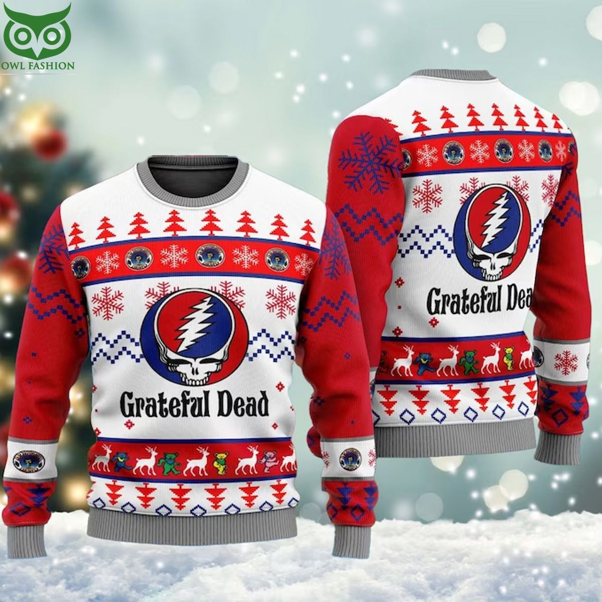 Grateful Dead Rock Band Christmas 3D Ugly Sweater